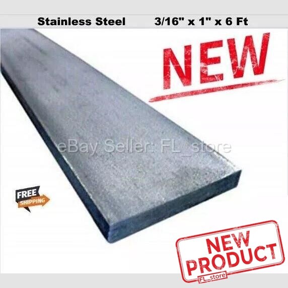 3/16 Thick Stainless Steel Flat Bar Stock 1″ x 6 Feet 304 Mill Finish 72 Inch