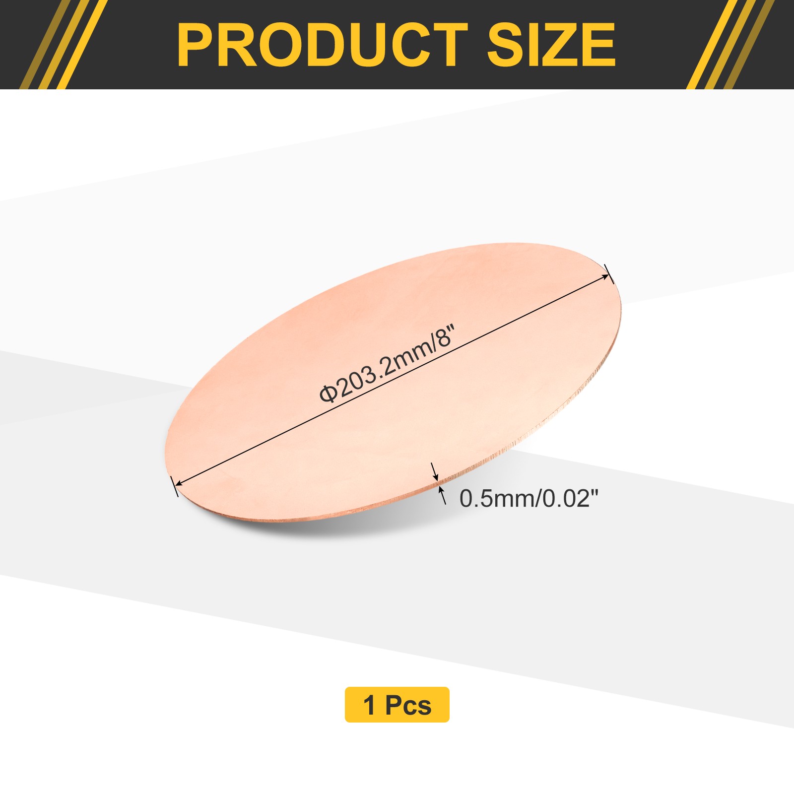 Copper Round Plate, 0.02″ Thick 8″ Dia C1100 Pure Copper Sheet