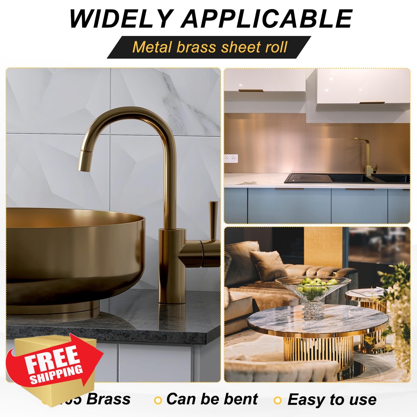 uxcell 800″x2″x0.0004″ Brass Foil Roll