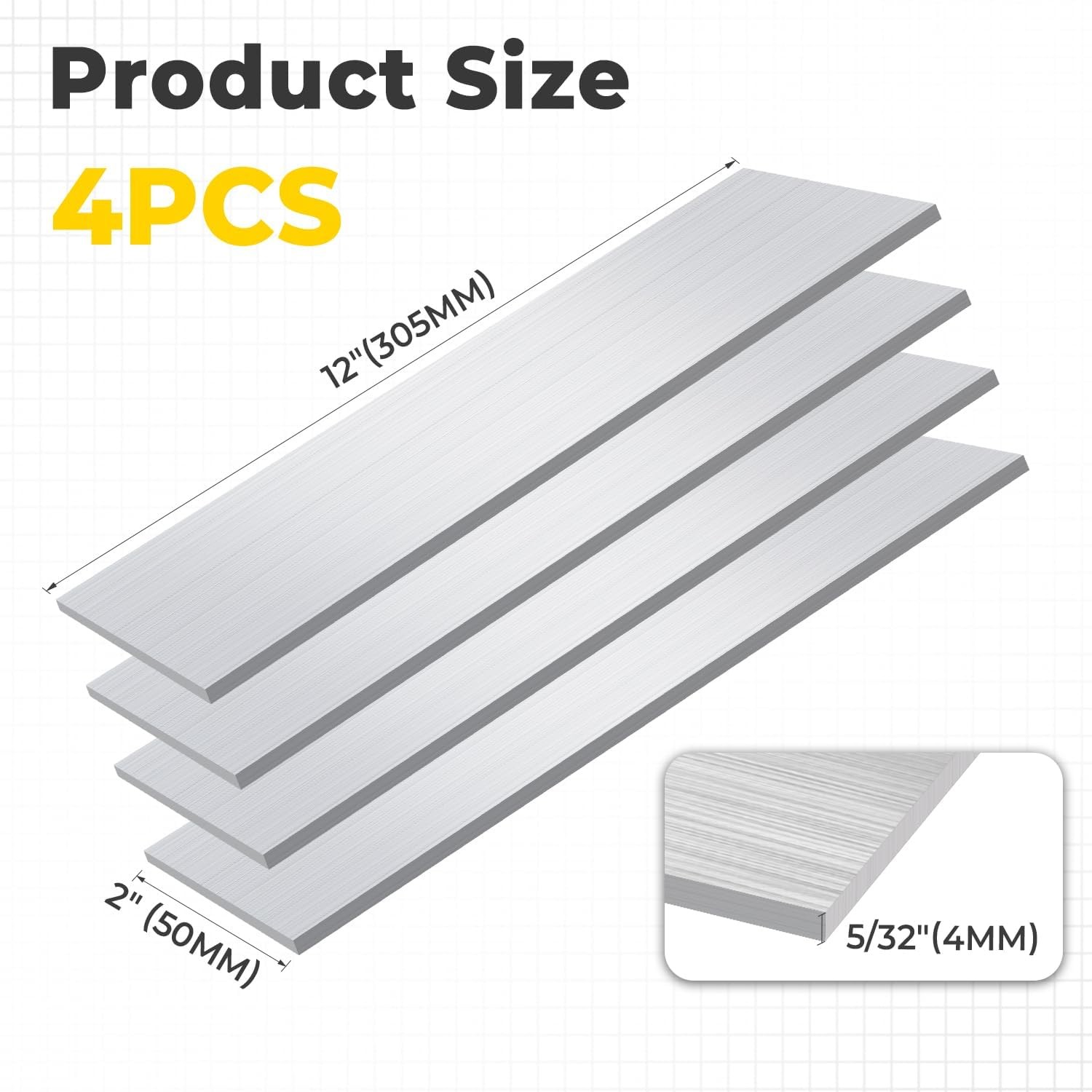 szkoo 4pc 5/32″x2″x12″ aluminum flat bar