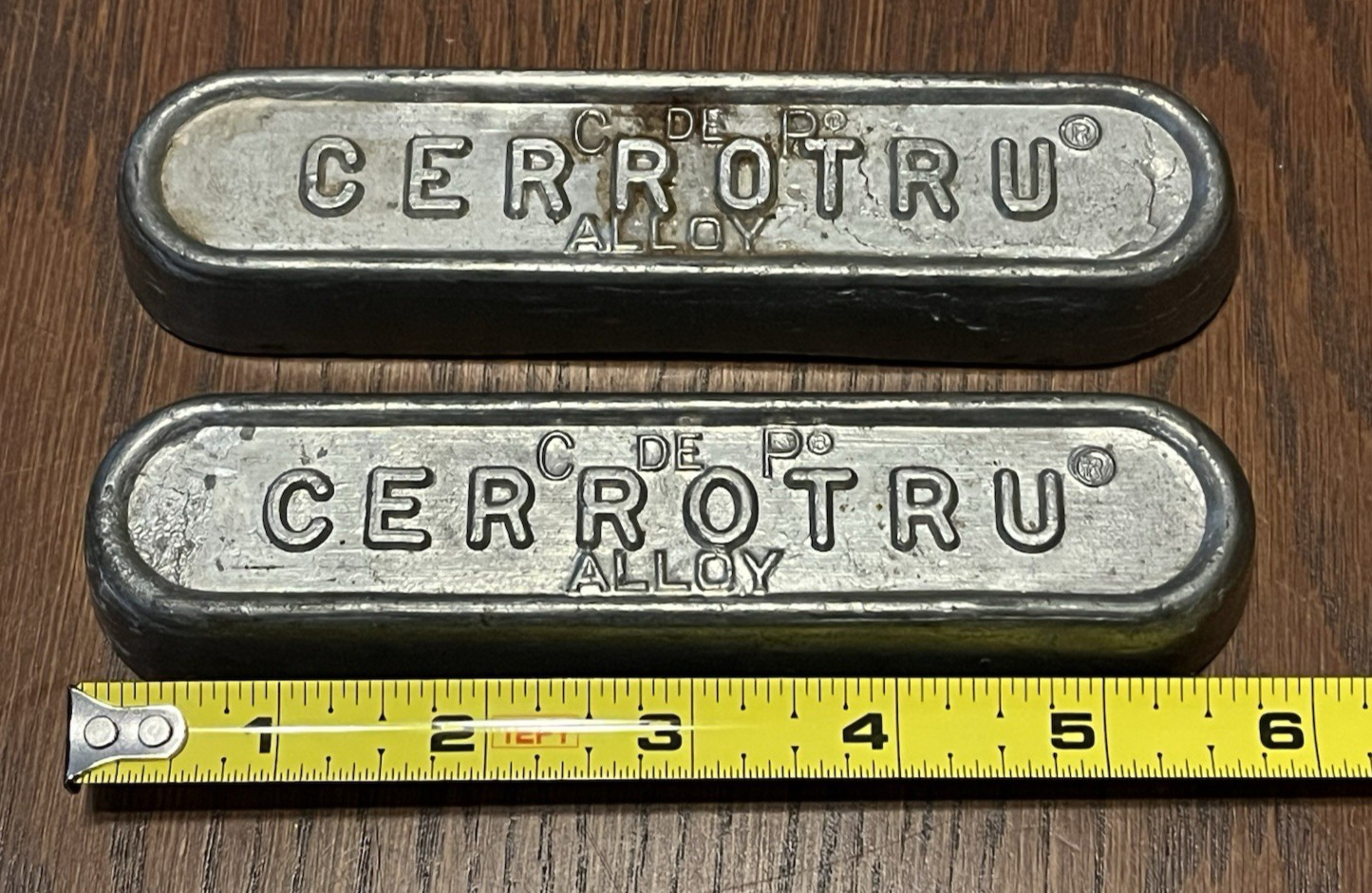 2 Cerrotru Ingot Low Melting Temperature Alloy Vintage Bar 3+ Pounds Bismuth Tin