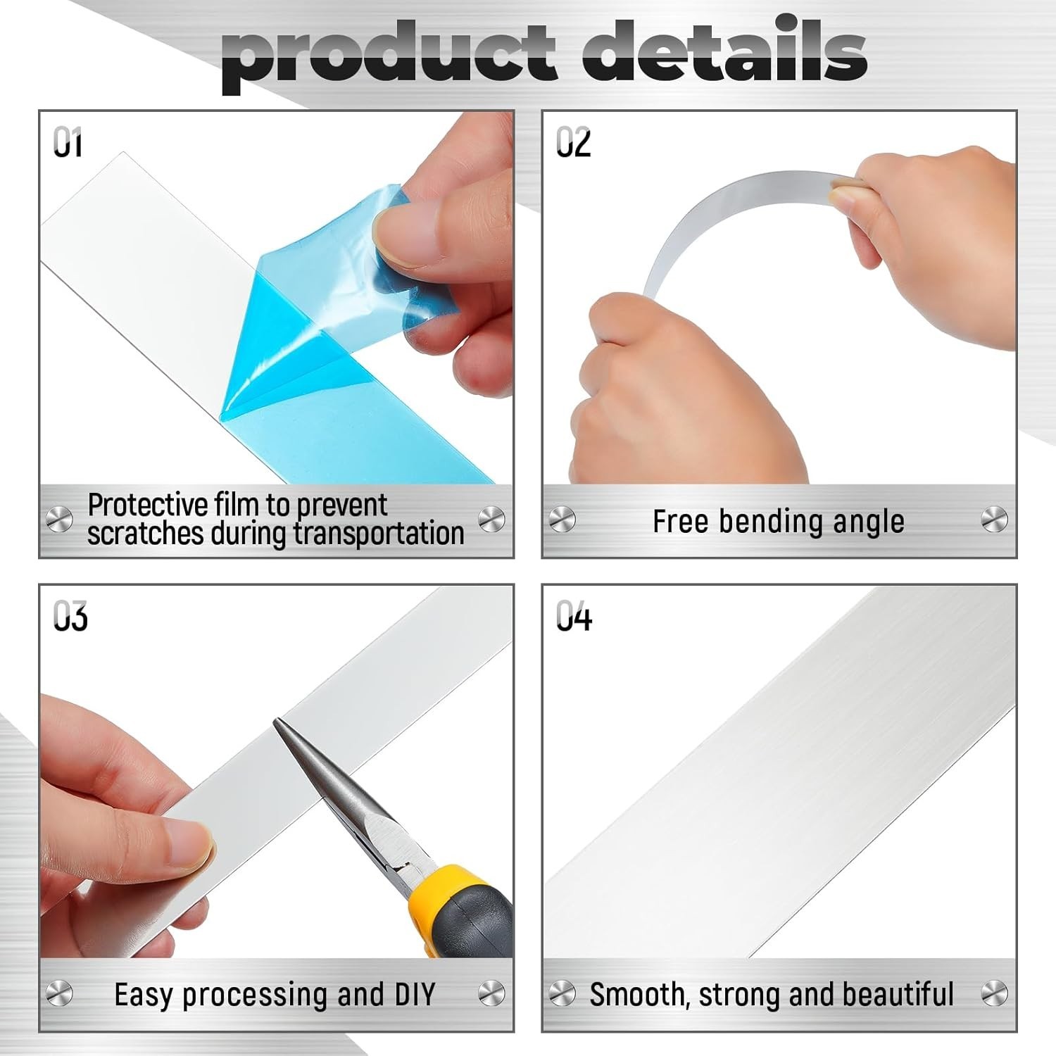 Versatile 10 Pcs Metal Shim Stock – Corrosion-Resistant Stainless Steel Sheets