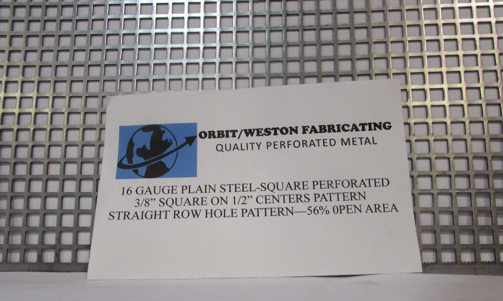 3/8″ SQUARE HOLE PERFORATED CARBON STEEL METAL 16 GA.- —-12″ X 24″
