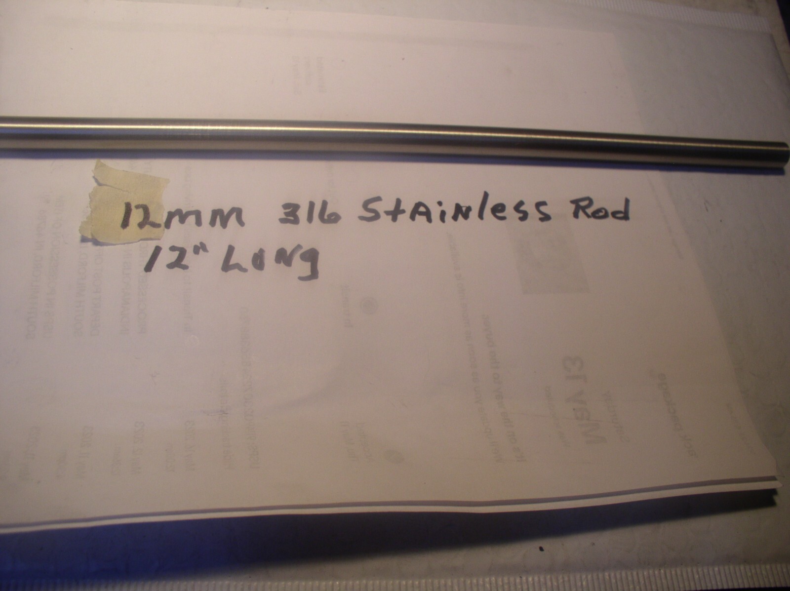 12MM” STAINLESS STEEL ROD 1 PCS. 12″LG. 316 MEDICAL OR MARINE GRADE