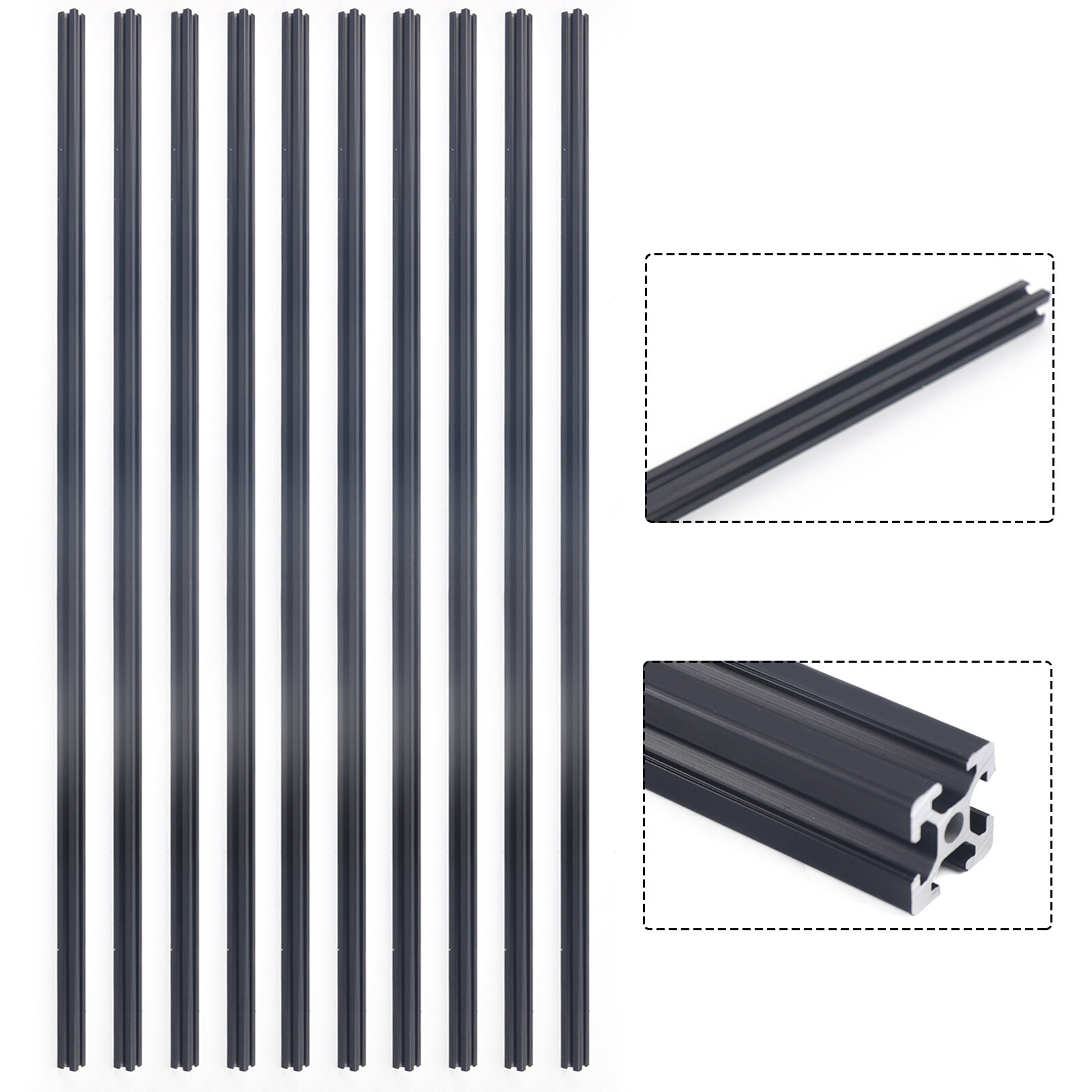 10 Pack Set 2020 Black T-Slot Aluminum Extrusion For CNC 3D Printer – 10X 1M