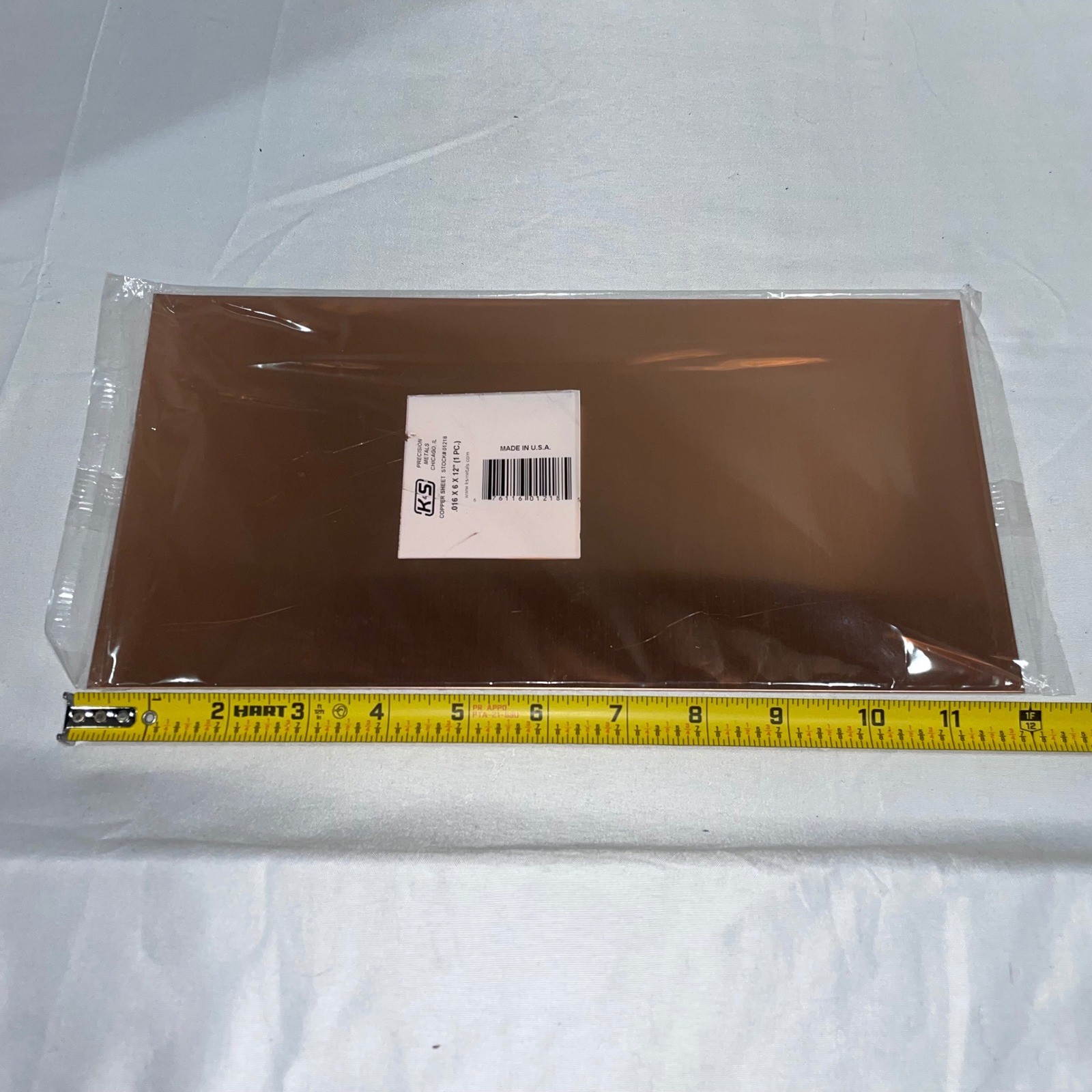 K&S Precision Metals 01218 Copper Sheet .016 x 6 x 12 Inch 1 Piece Made in USA
