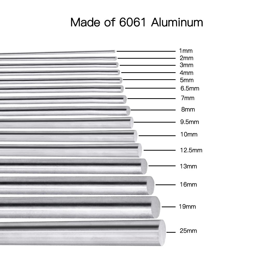 Feelers Aluminum Round Rod 3/16″(5mm) Diameter 6061 3/16″ Dia, Silver