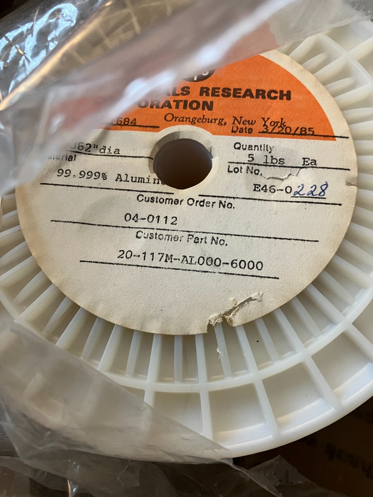 Aluminum 99.999% evaporation wire