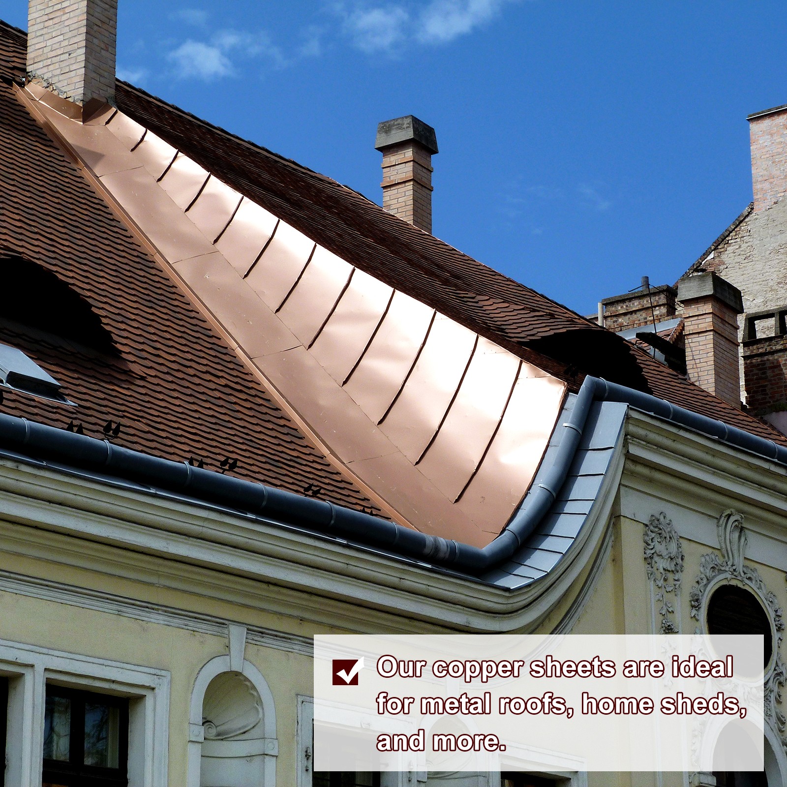 Pure Copper Sheet Roll, 0.5mm 24Ga Thick T2 3.5Ft x 12in Copper Strip for Craft