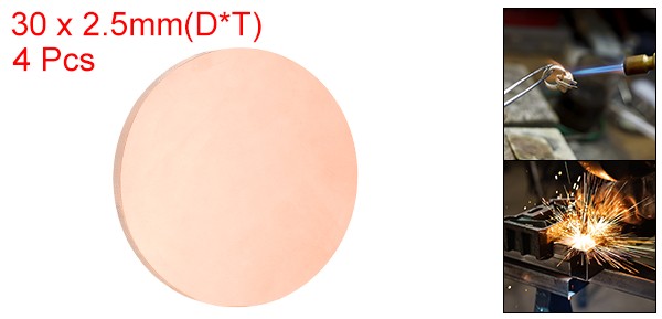 4 Pcs 0.1″ Thick 1.2″ Dia Copper Round Plate C1100 Pure Copper Sheet
