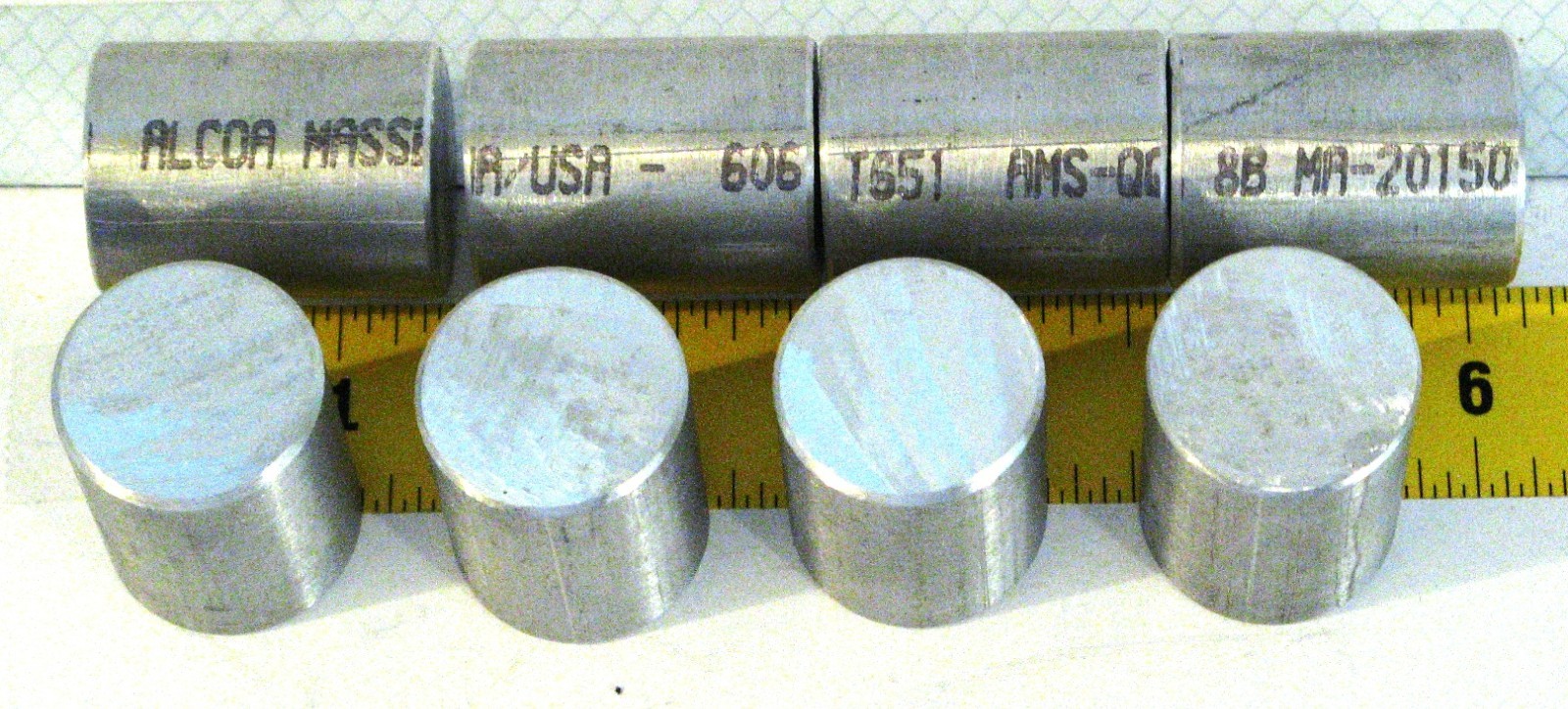 8 piece 1-1/8 dia x 1-1/2 aluminum rod cylinder(s) Made in USA ALCOA Massena NY