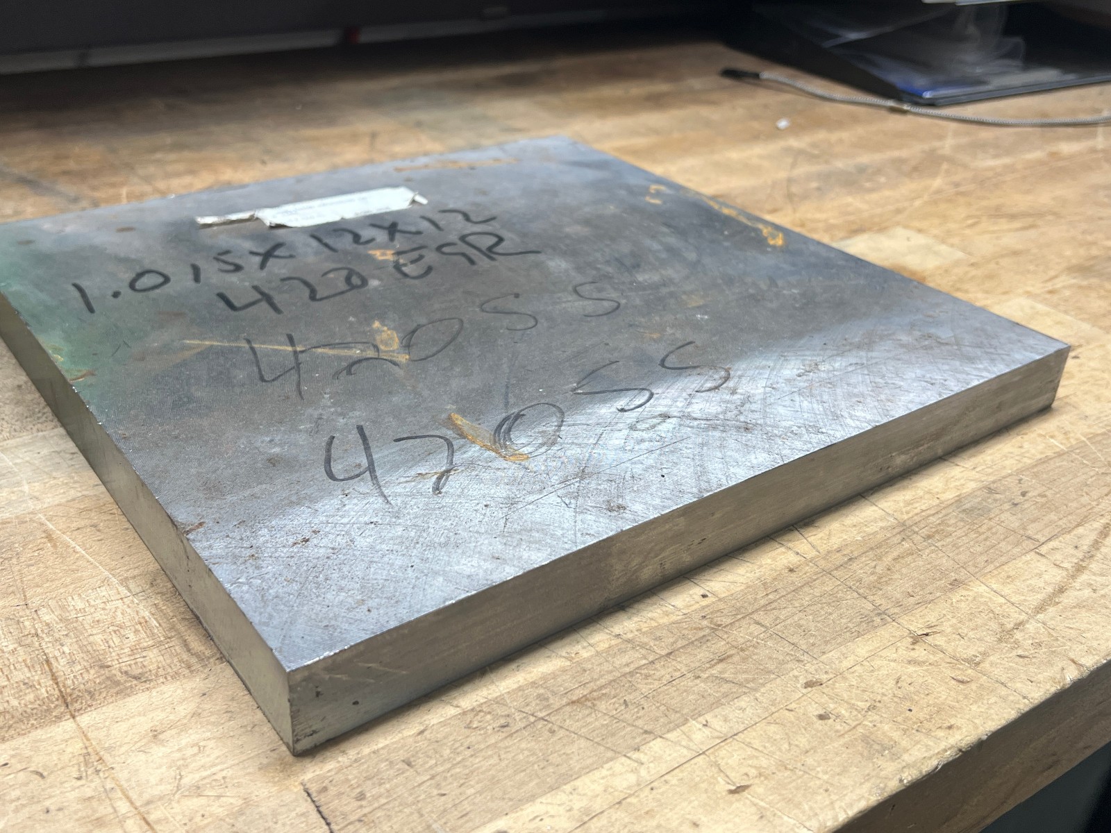 420 Stainless Steel SS ESR square flat bar stock 1 x 12 x 12 – 43 lbs