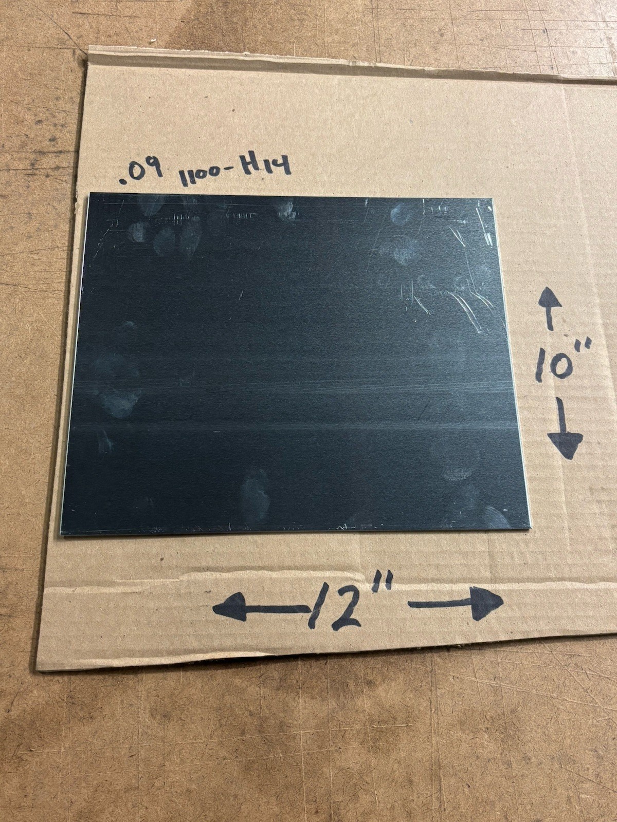 3/32” (0.090” Thick) 1100-H14 Aluminum Sheet Metal – 10” x 12” – New