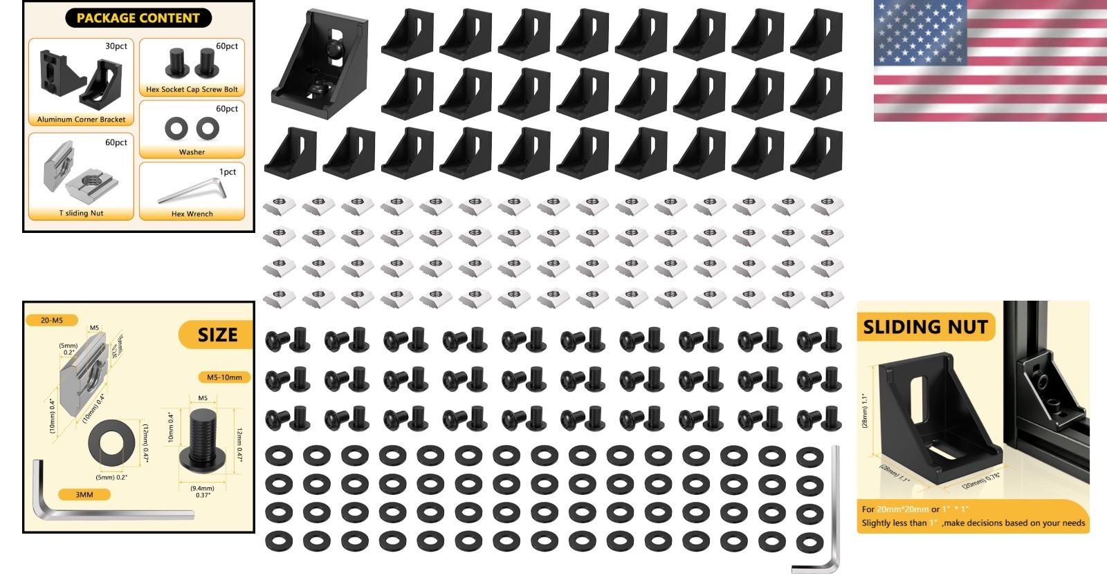 Aluminum Extrusion Connector Set – 30 Sets