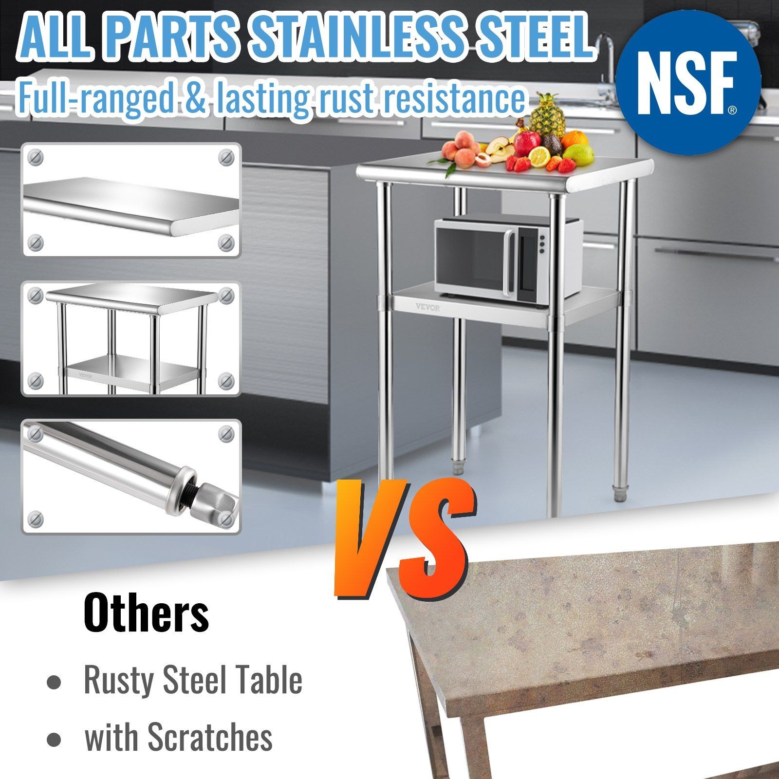 Heavy Duty Metal Prep Table 24x18x36in 600lb Capacity Rust Resistant Finish