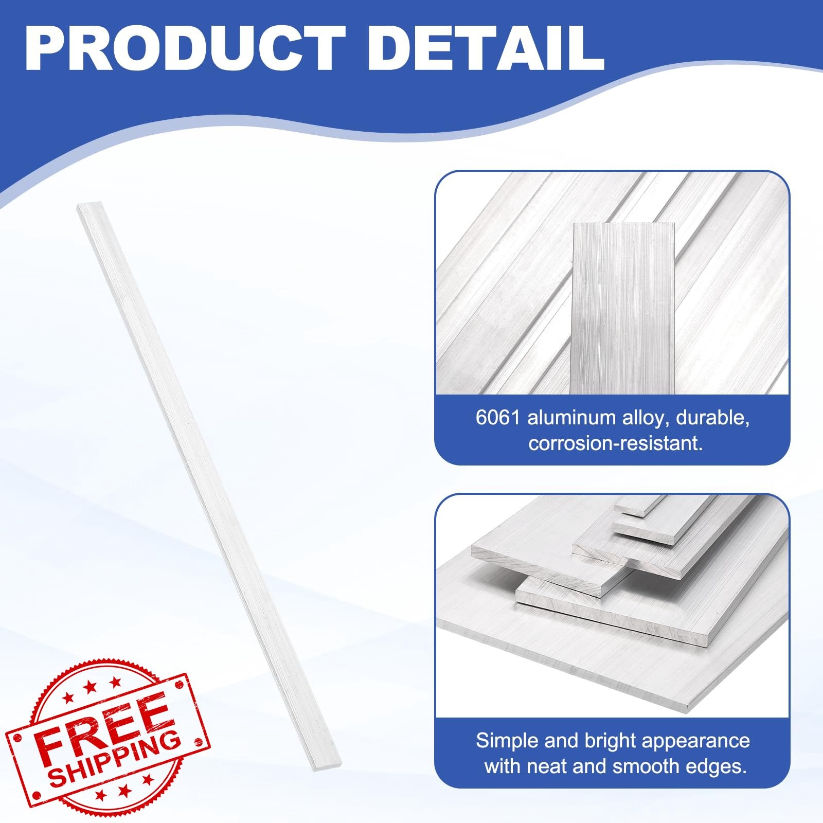 uxcell 0.16″x0.8″x14″ Aluminum Flat Bar 2pc