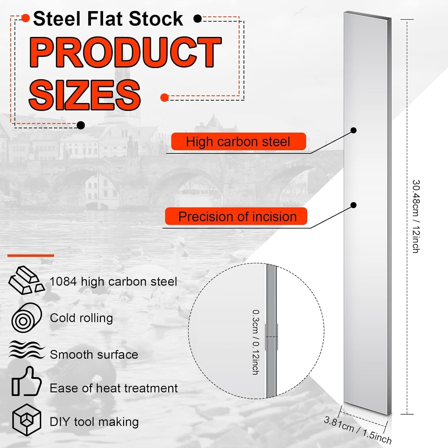 Premium 6Pc 1084 Carbon Steel Flat Stock Knife Making Blank DIY Forge Bladesmith