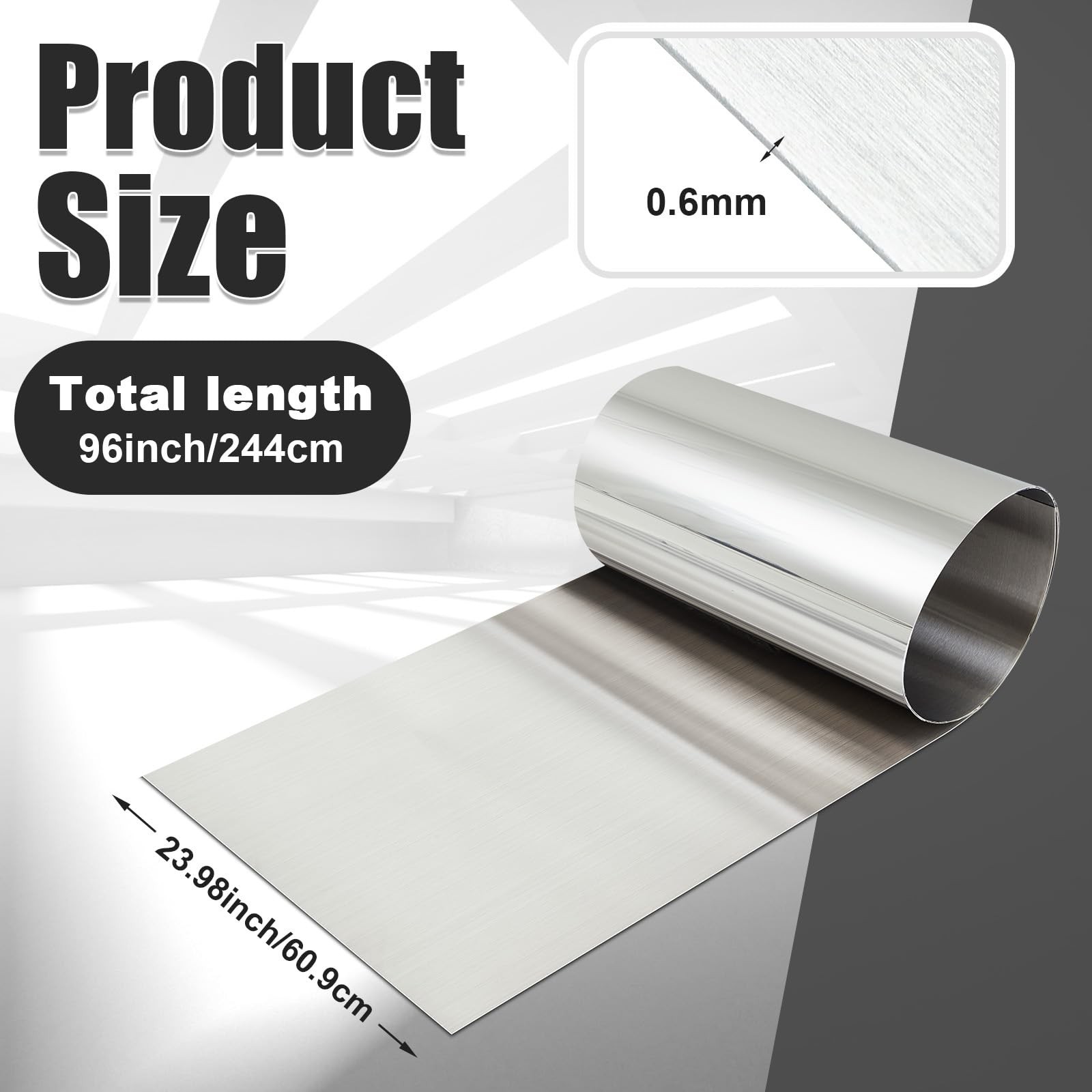 430 Stainless Steel Sheet Metal 24″x96″ 24ga Brushed Finish Panel for Crafting,