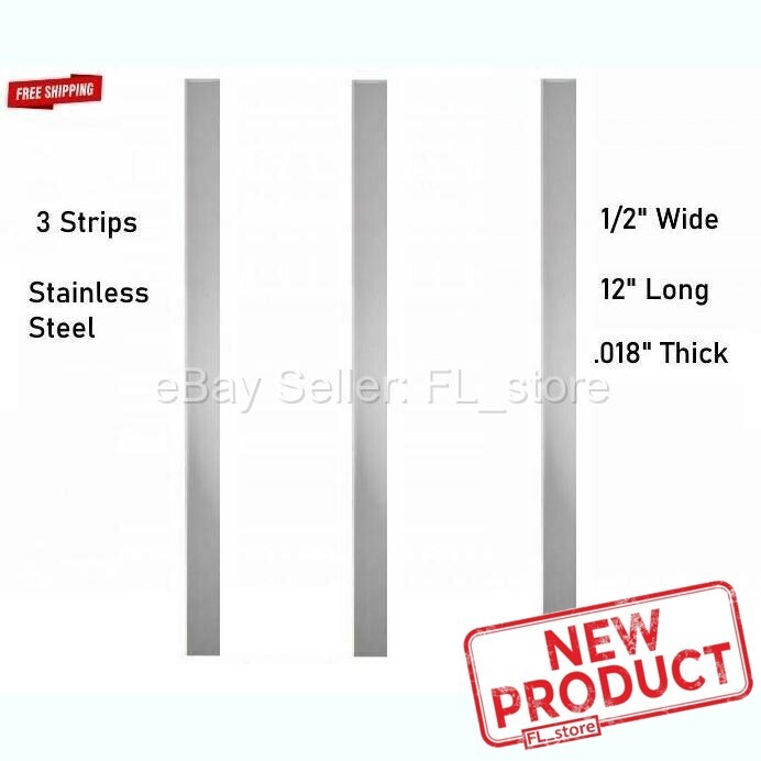 3 PACK Stainless Steel Strips 1/2″ Wide x 12″ Long x .018″ Thick Sheet Metal NEW