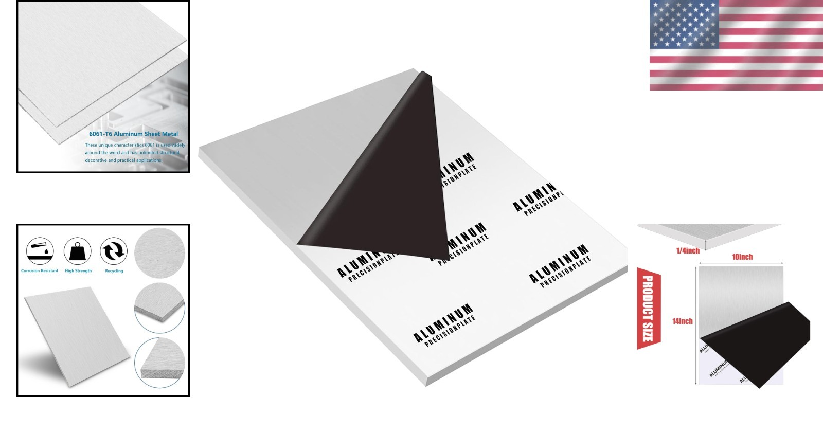 Corrosion Resistant 6061 Aluminum Sheet 10″ x 14″ x 1/4″ – Multi-Use Metal Plate