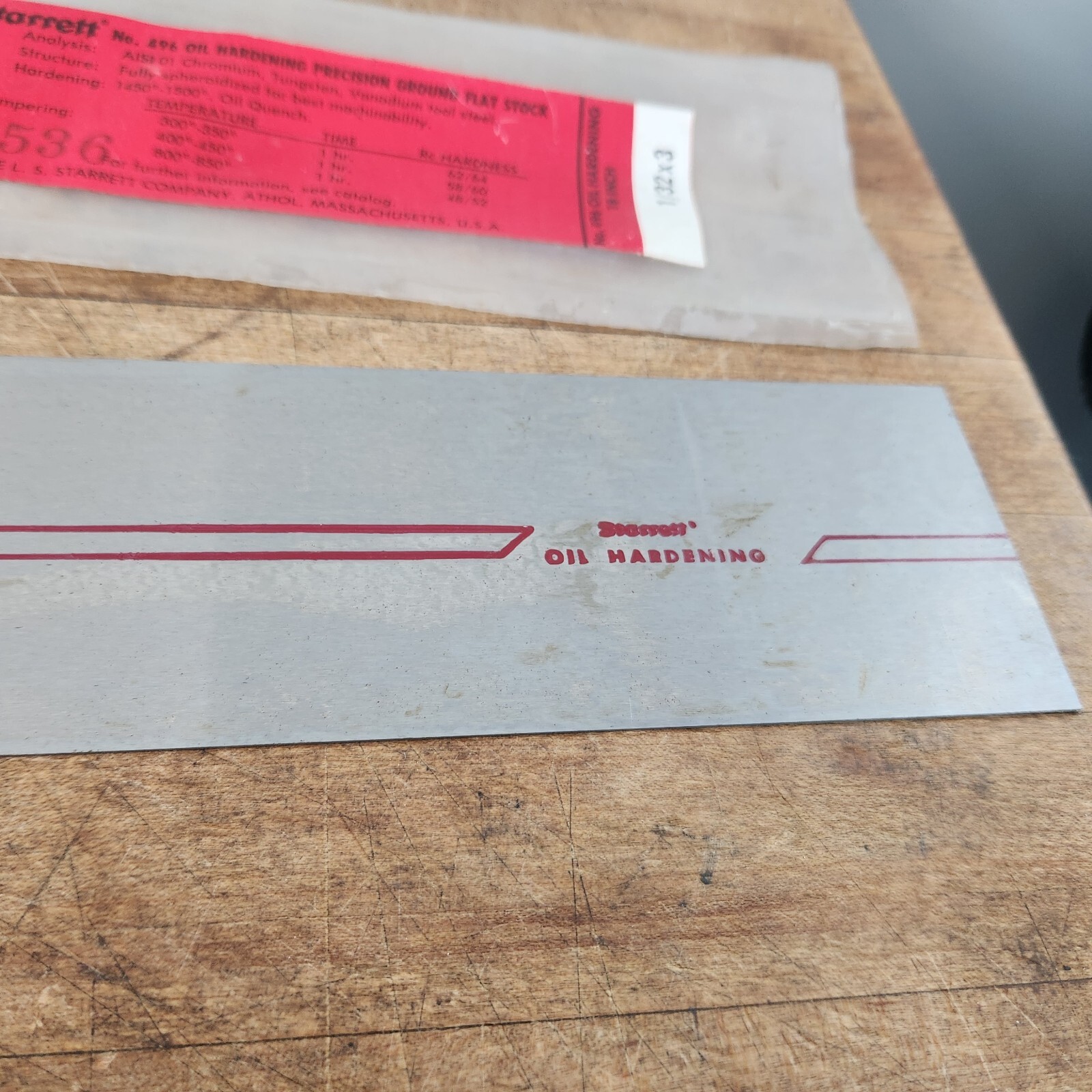 Starrett No. 496 Oil Hardening Precision Ground Flat Stock 18″ Machinist USA