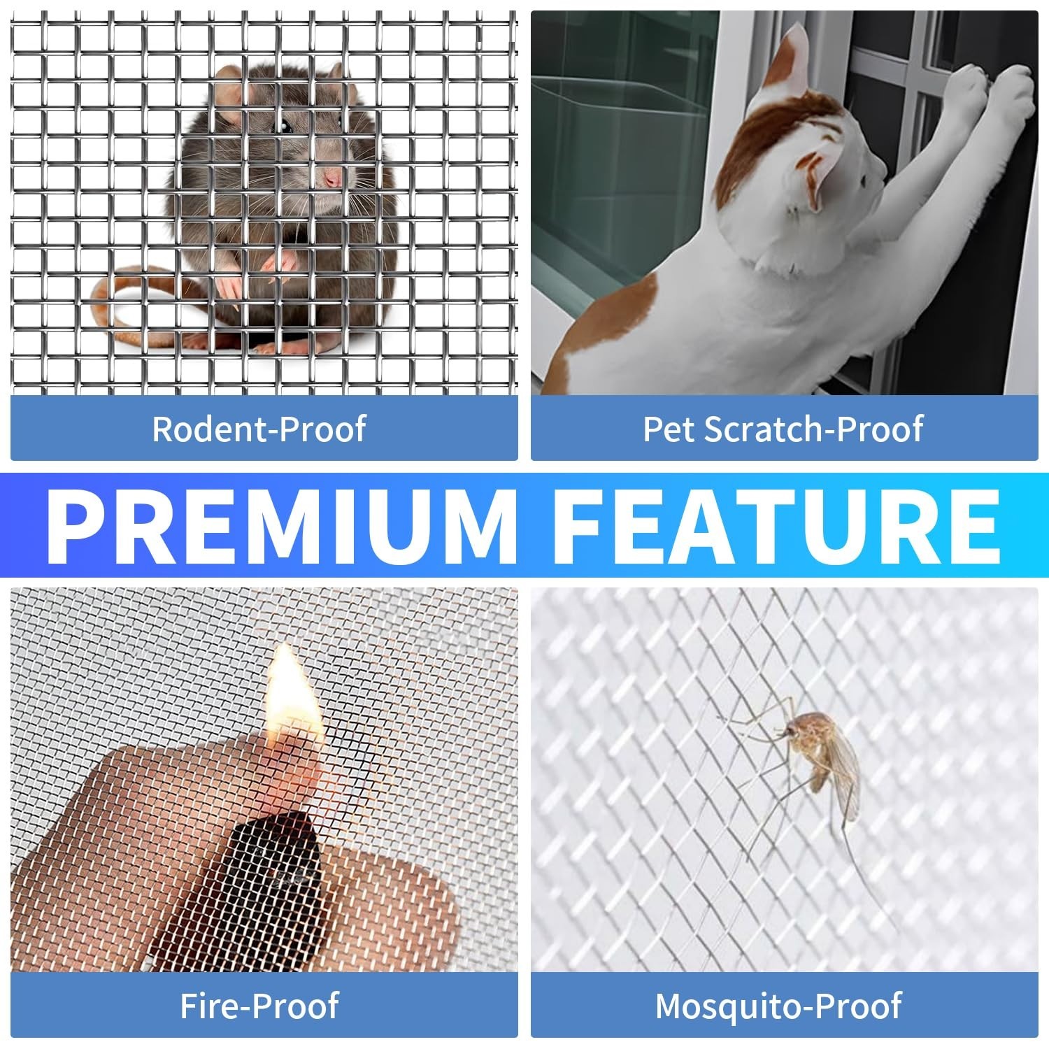 304 Stainless Steel Mesh 24In X 10Ft, 20 Mesh Never Rust Sturdy Metal Screen, Wo