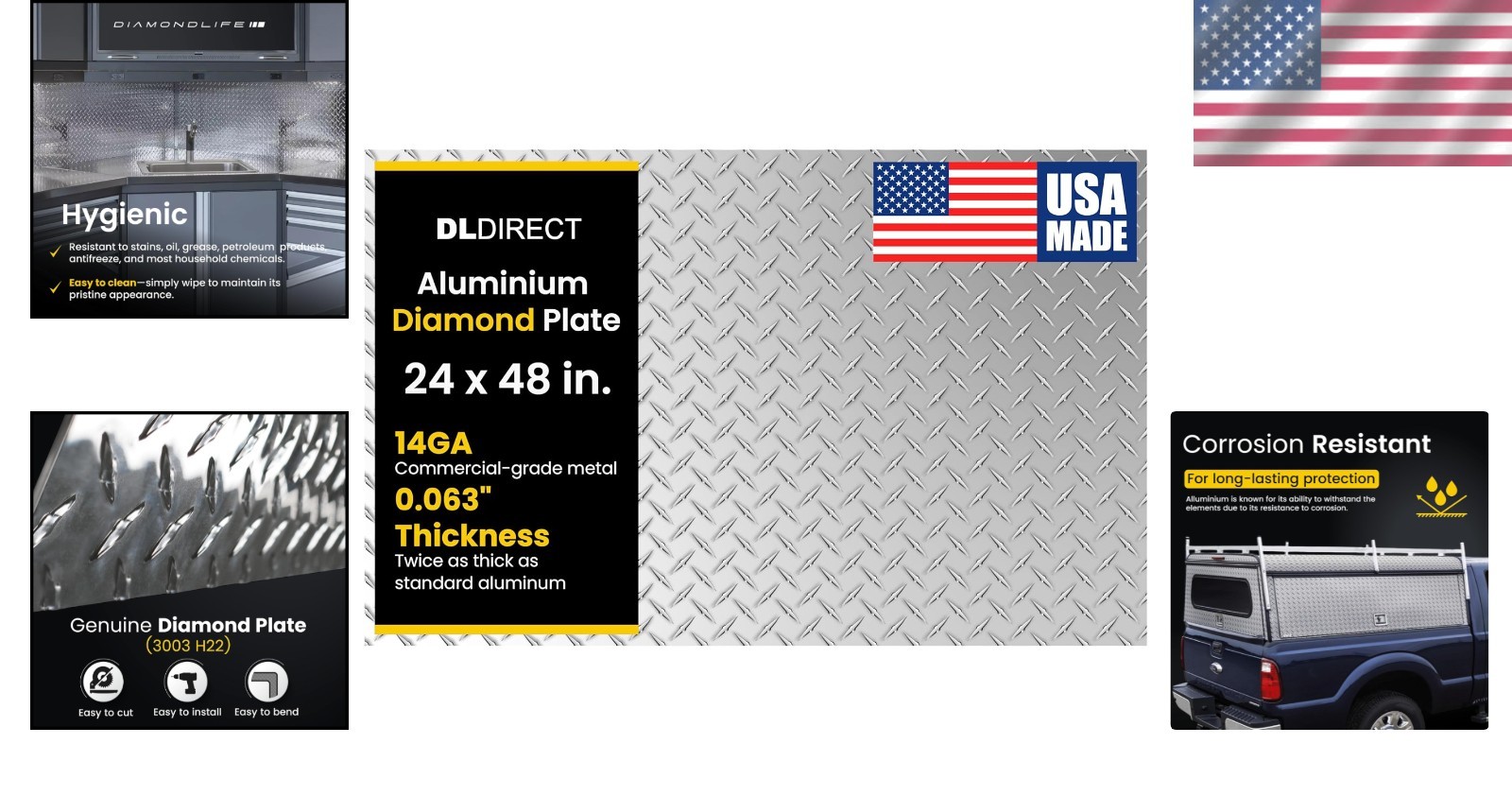 24×48 Inch Heavy-Duty Diamond Plate Aluminum Sheet – Corrosion Resistant