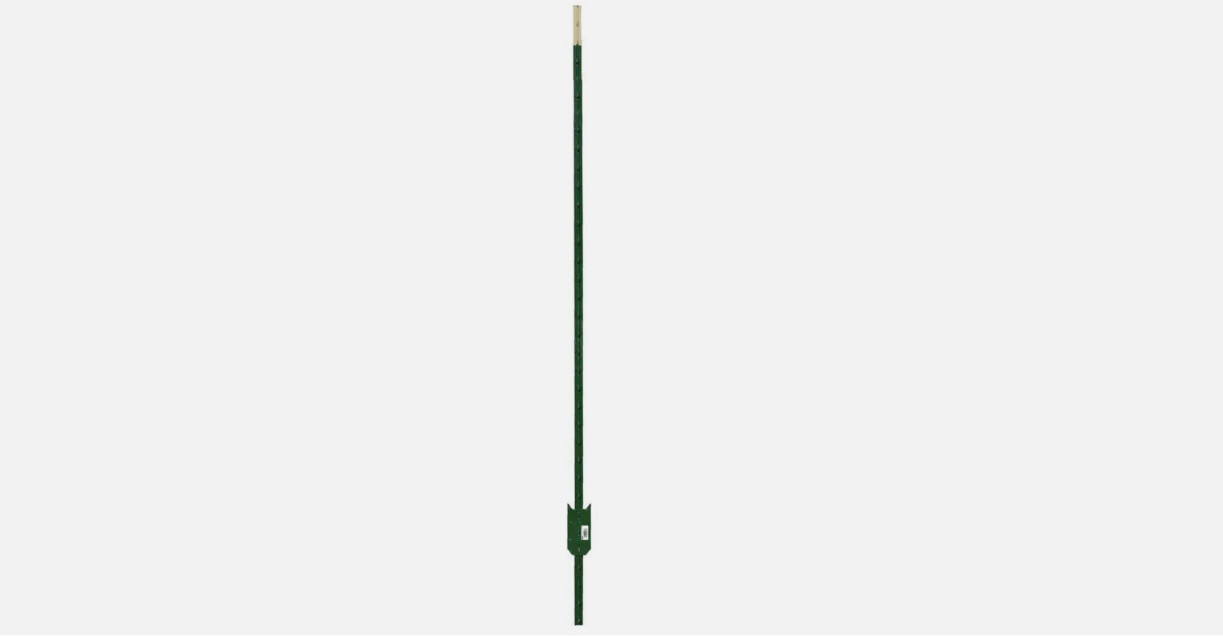 Green Steel Fence T-Post 6 ft 1-3/4×3-1/2 Anchor Plate No-Rust Studded