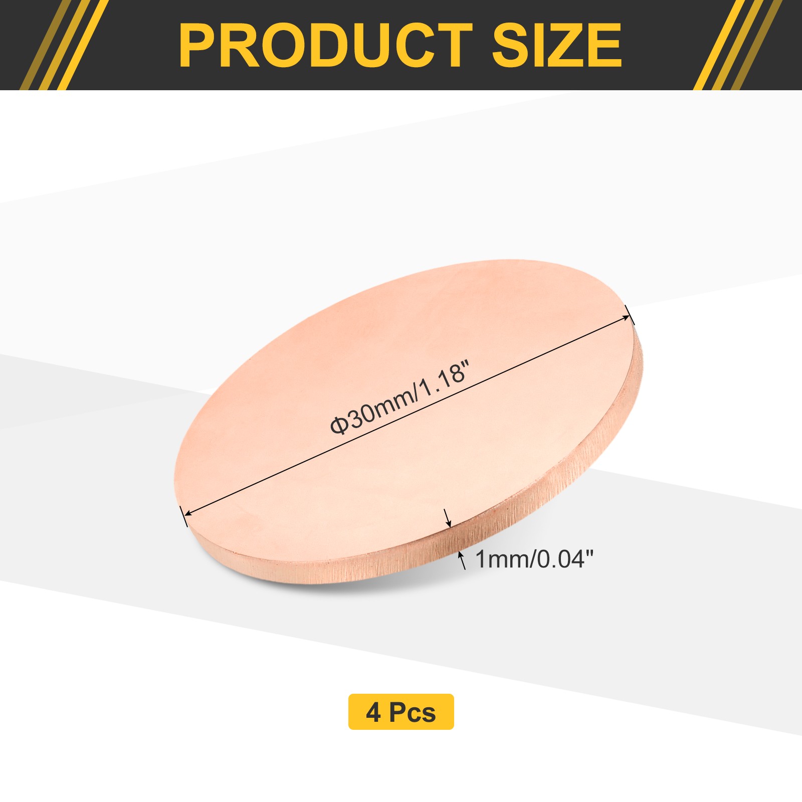4Pcs 0.04″ Thick 1.2″ Dia C1100 Pure Copper Sheet INDUSTRIAL Copper Round Plate