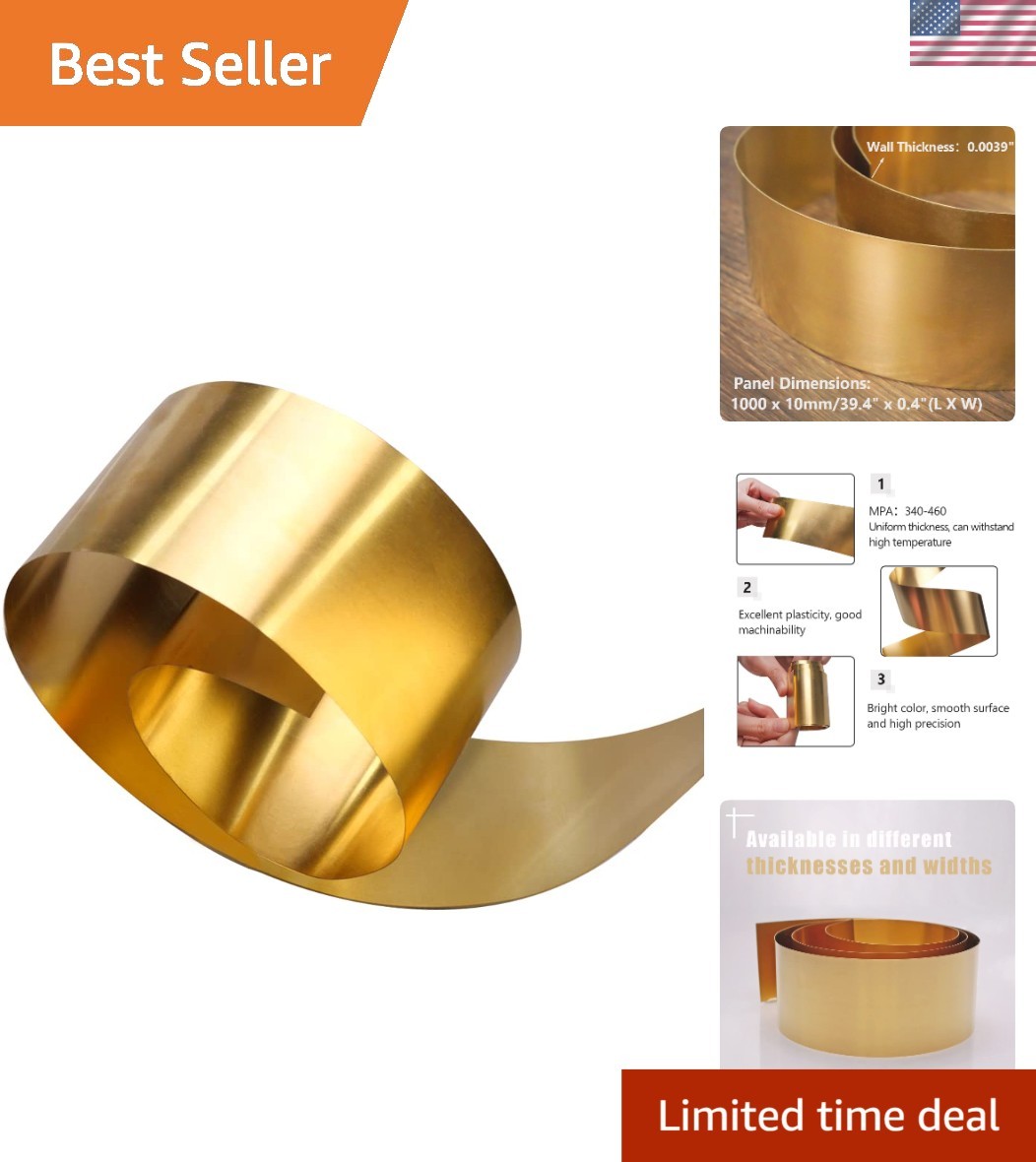 Seamless Copper Brass Sheet Roll – 0.1mm Thick, 38 Gauge for Electrical Projects