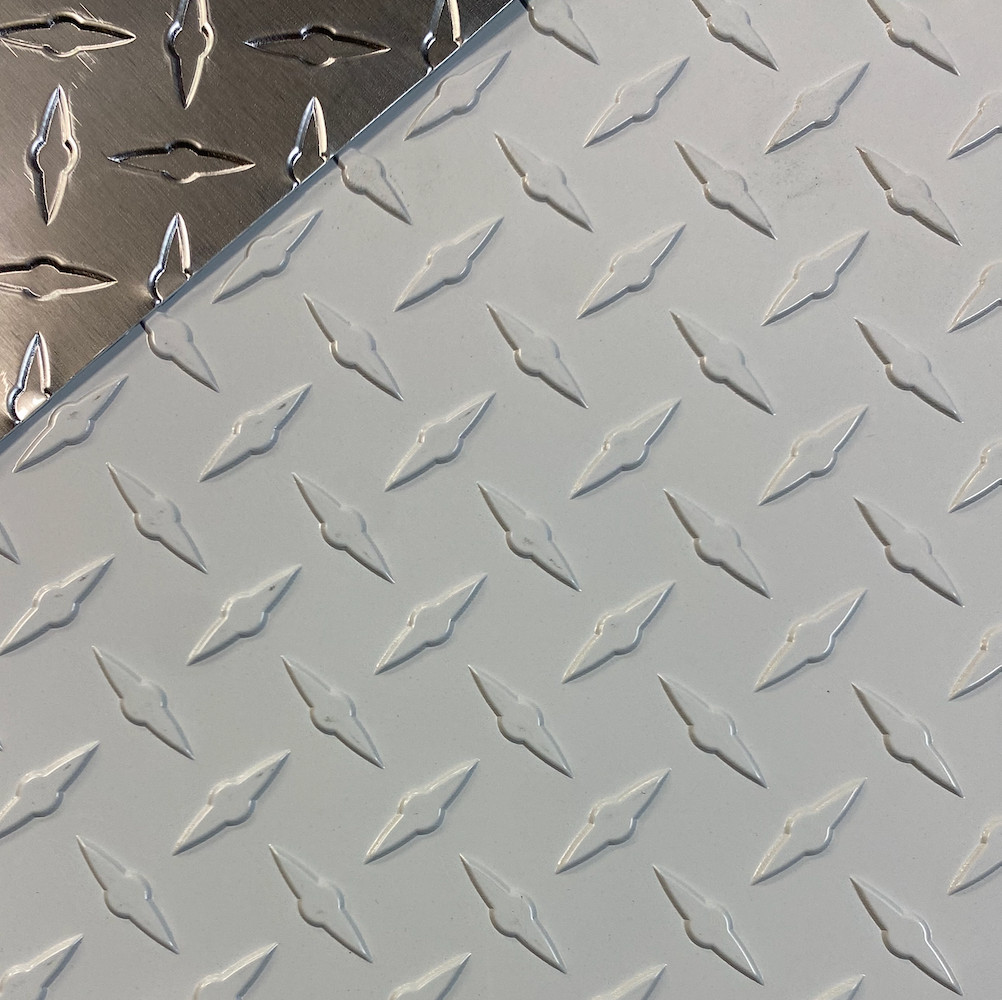 48″ x 96″ White Aluminum Diamond Plate Sheet .025″ (1/40″) Trailer, RV, Garage