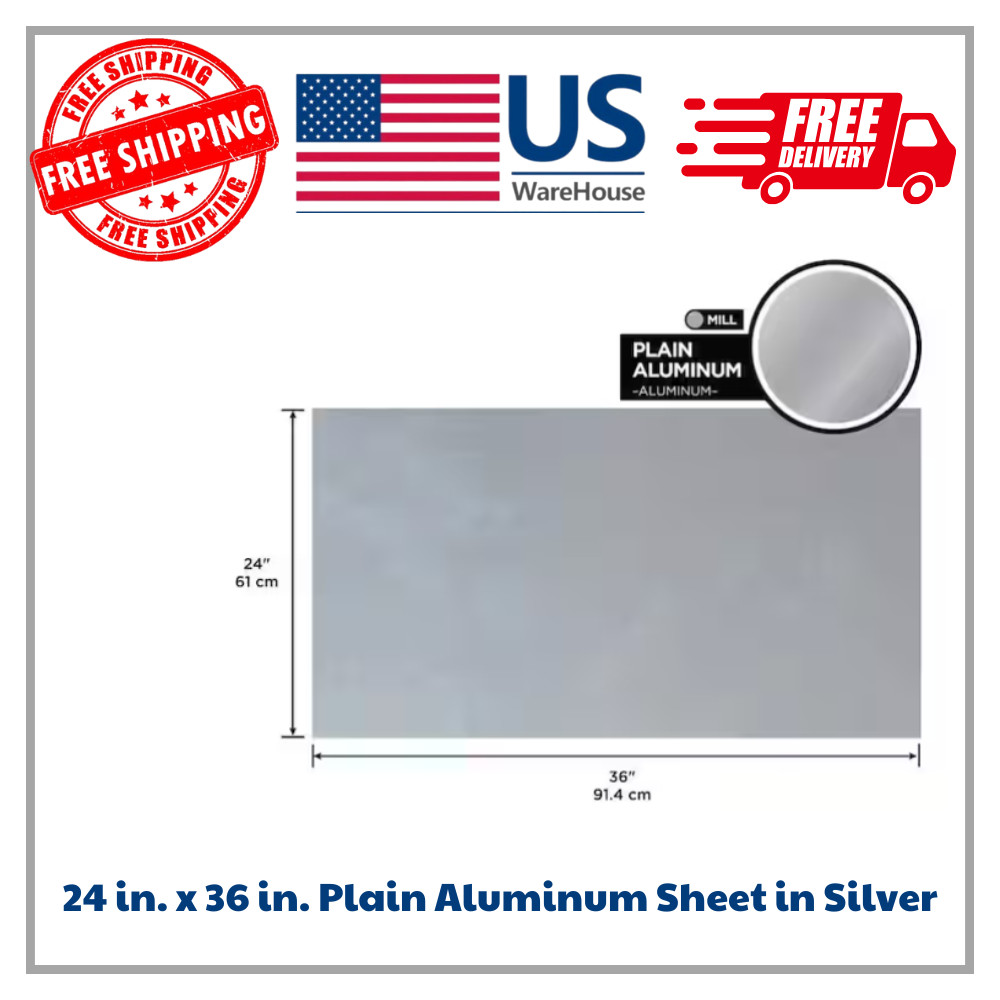 24 in. x 36 in. Silver Plain Aluminum Sheet – Lightweight Metal Panel