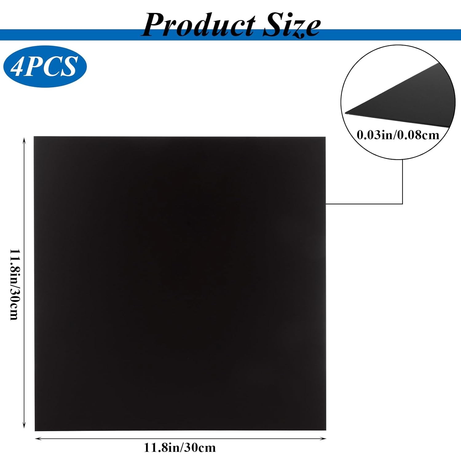 4PCS 12 x 12 x 1/32 (0.04”) Inch Anodized Aluminum Sheet, Black Aluminum Engravi