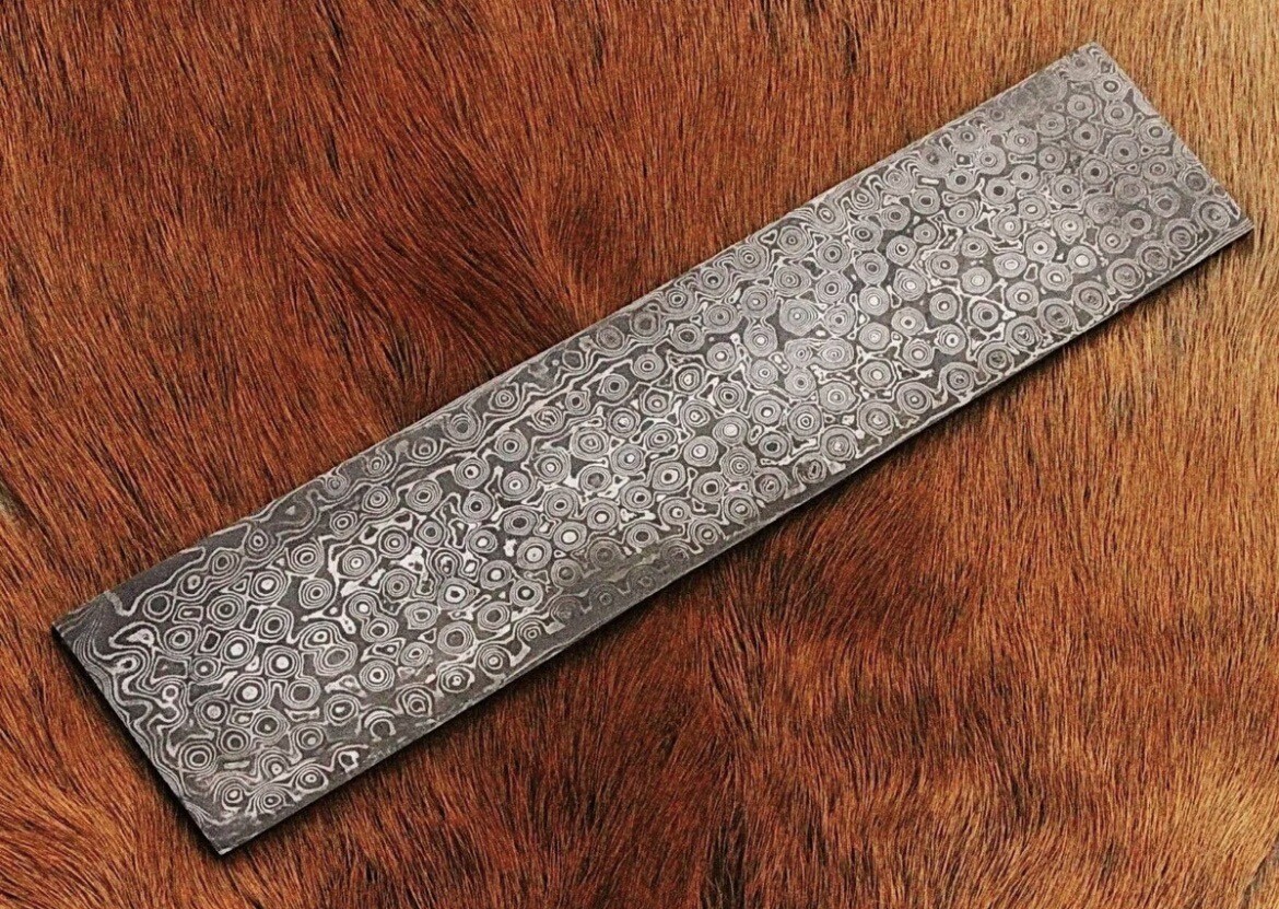 10 in Hand Forged DAMASCUS STEEL Billet Bar For Knife Making Rain Pattern 10 x 2