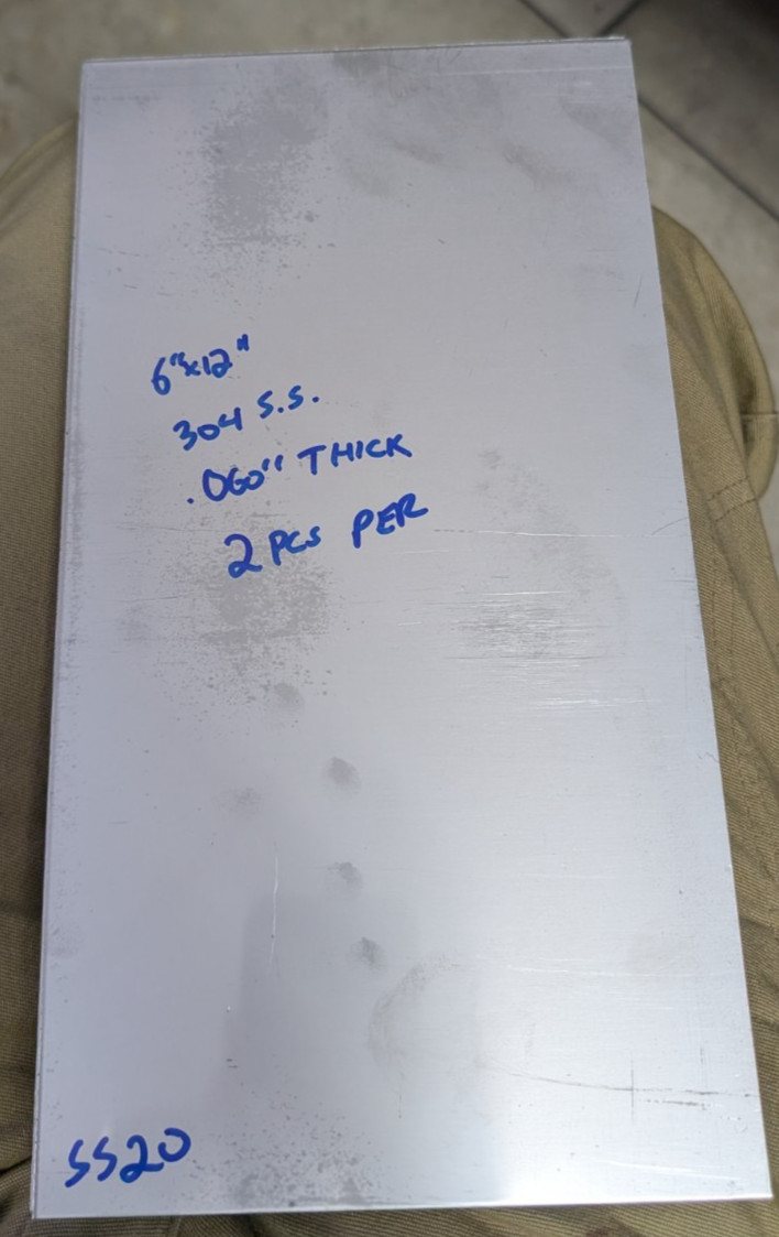 2 pieces of 6″ x 12″ 304 Stainless Steel Sheet Metal .060″ (1/16″)Thick 16 Gauge