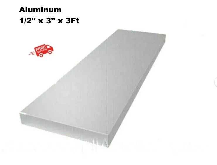 1/2″ Thick Aluminum Flat Bar Stock 3″ Wide x 3 Feet Long Unpolished Finish Alloy