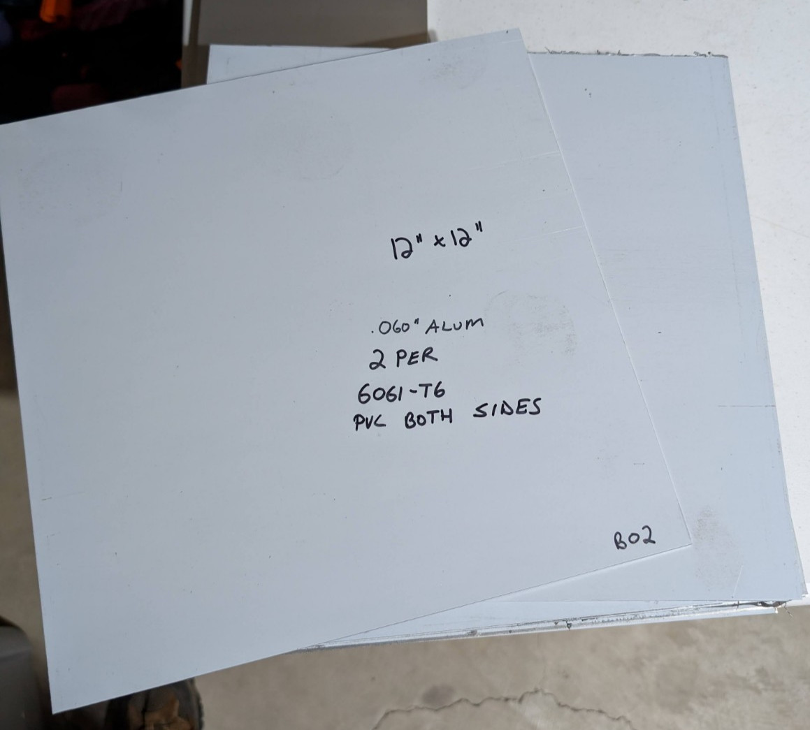 2 Pieces of 12″ x 12″ 6061-T6 Aluminum .060″ Thick (1/16″ – 14 Gauge)Sheet Metal
