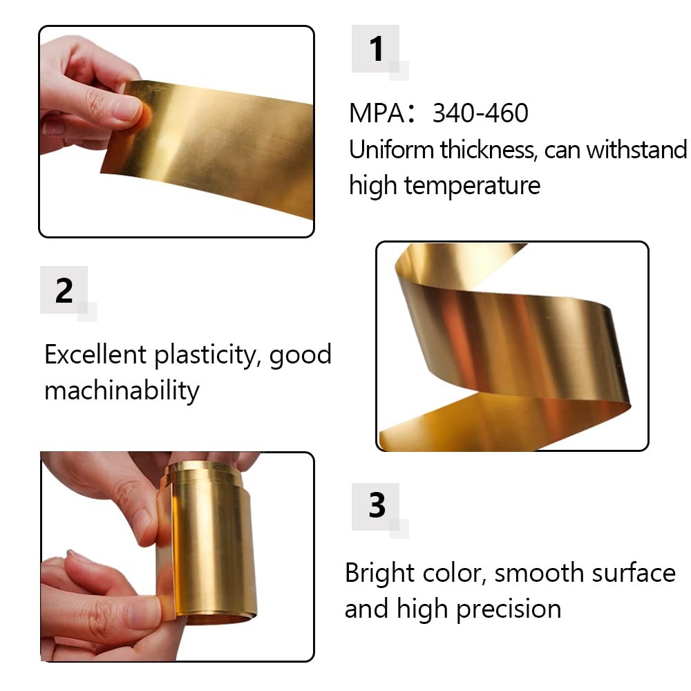 38 Gauge 0.1mm Brass Sheet Roll 2×40 Inch Precision Metal Strip Hardness