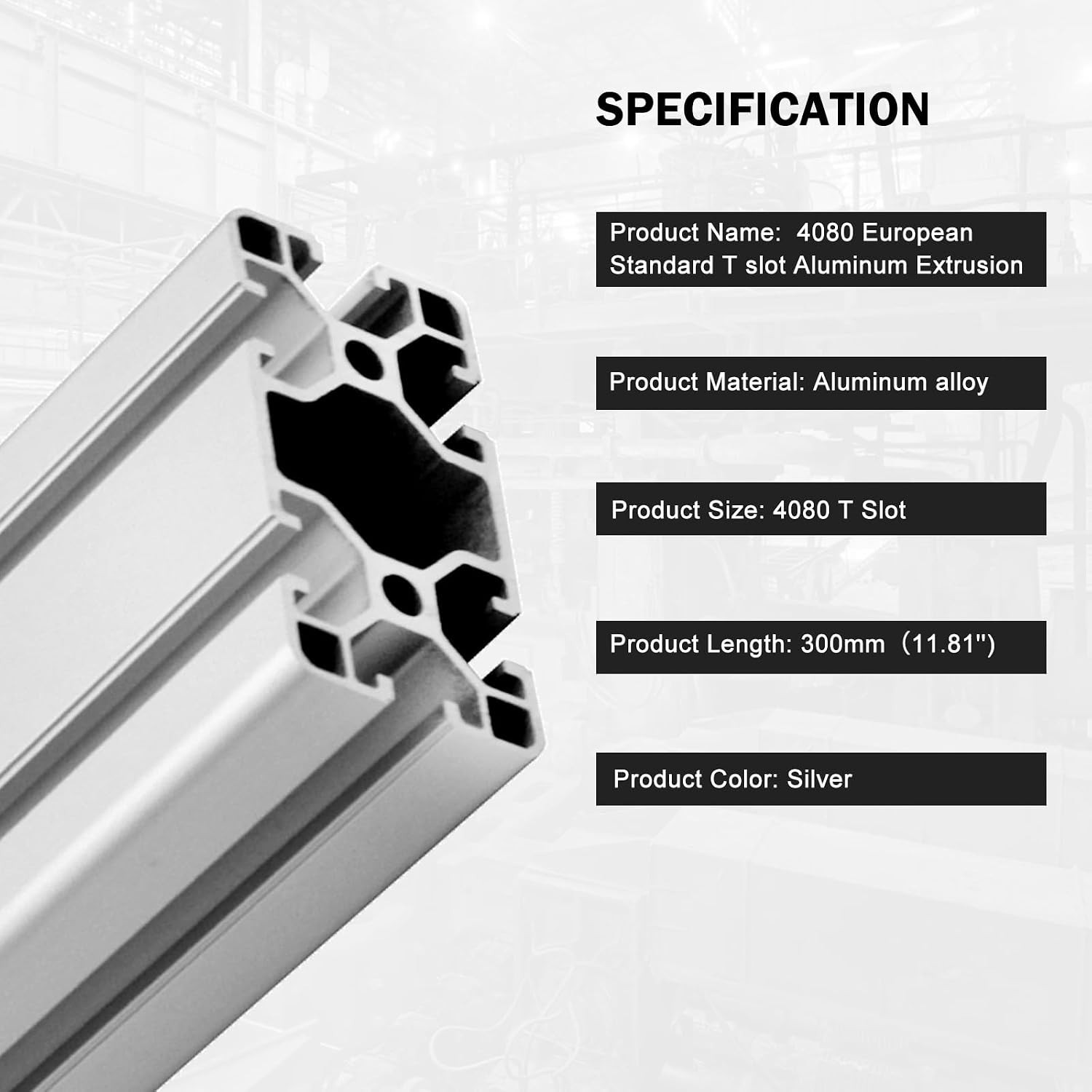 2Pack 4080 T Slot Aluminum Extrusion 300mm Silver Extruded Aluminum Profile 4…