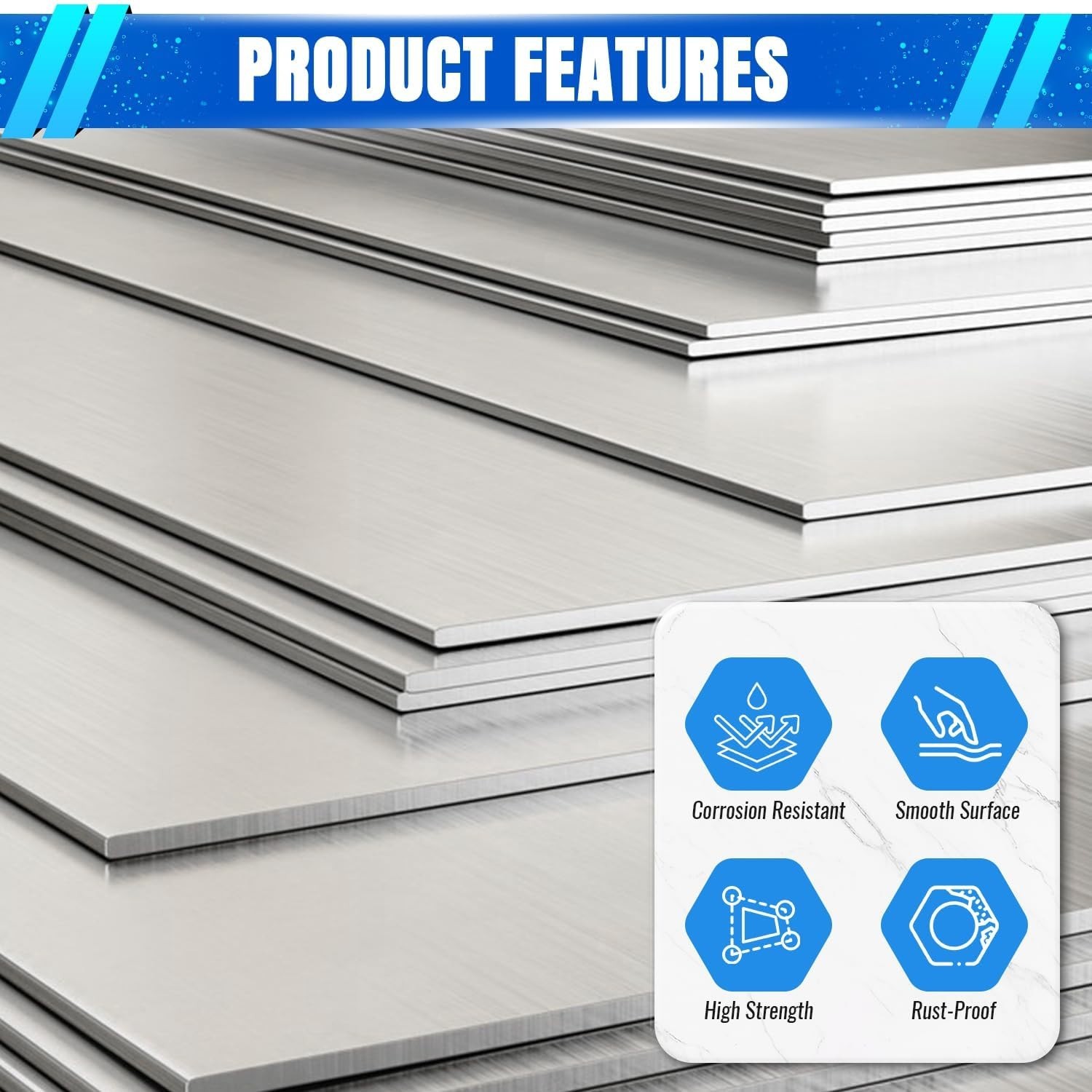 2 Pack Corrosion-Resistant 0.5mm Stainless Steel Plates for Crafts & Repairs