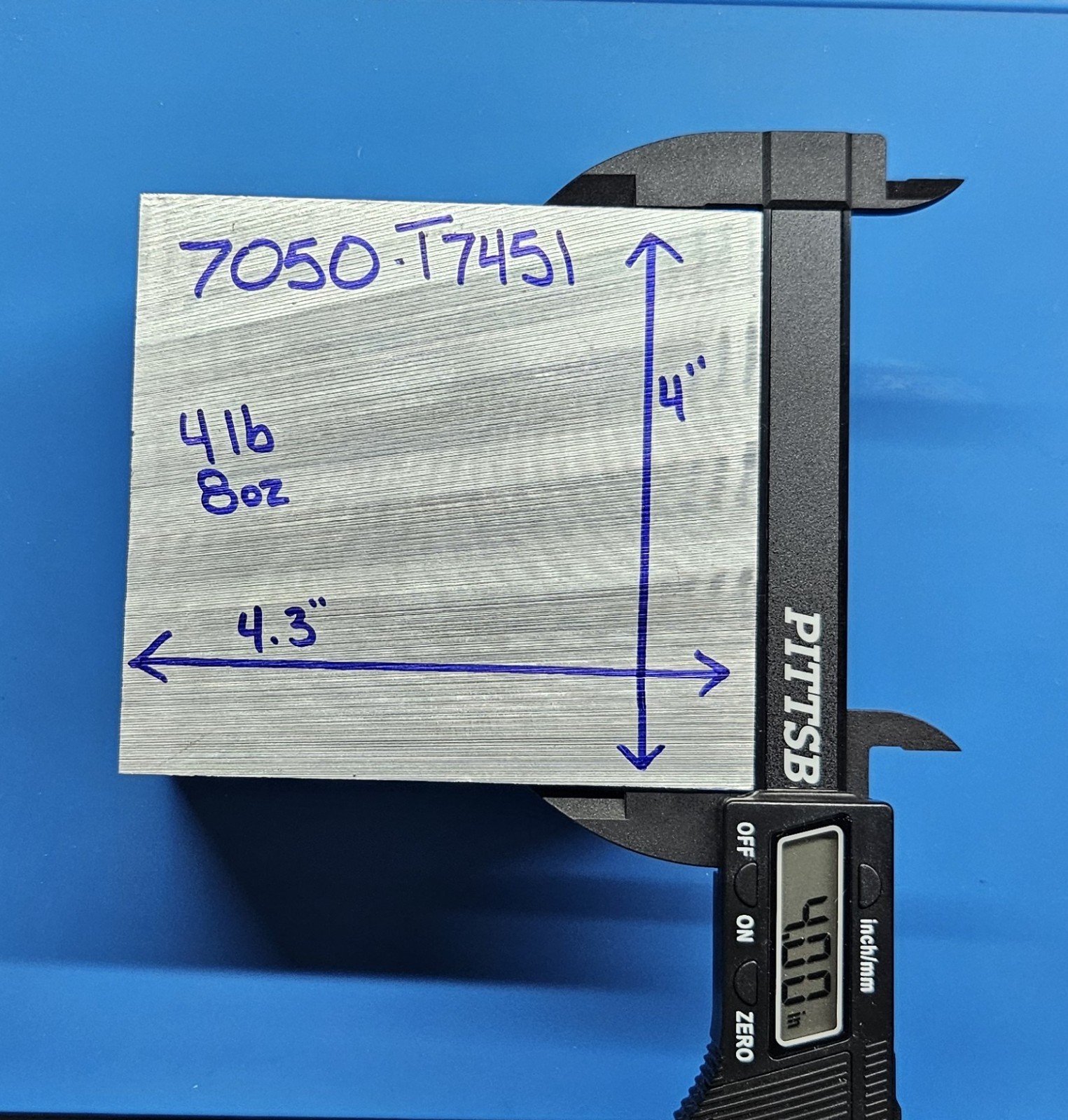 7050-T7451 Aluminum Billet/Block 4.3″ x 4″ x 2.55″ Aircraft Grade USA