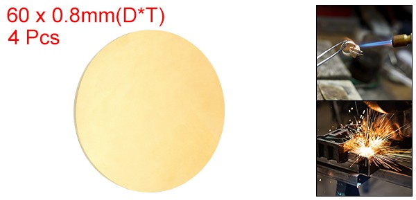 4 Pcs 0.03″/0.8mm Thick 2.4″/60mm Dia Brass Round Plate H65 Brass Round Sheet