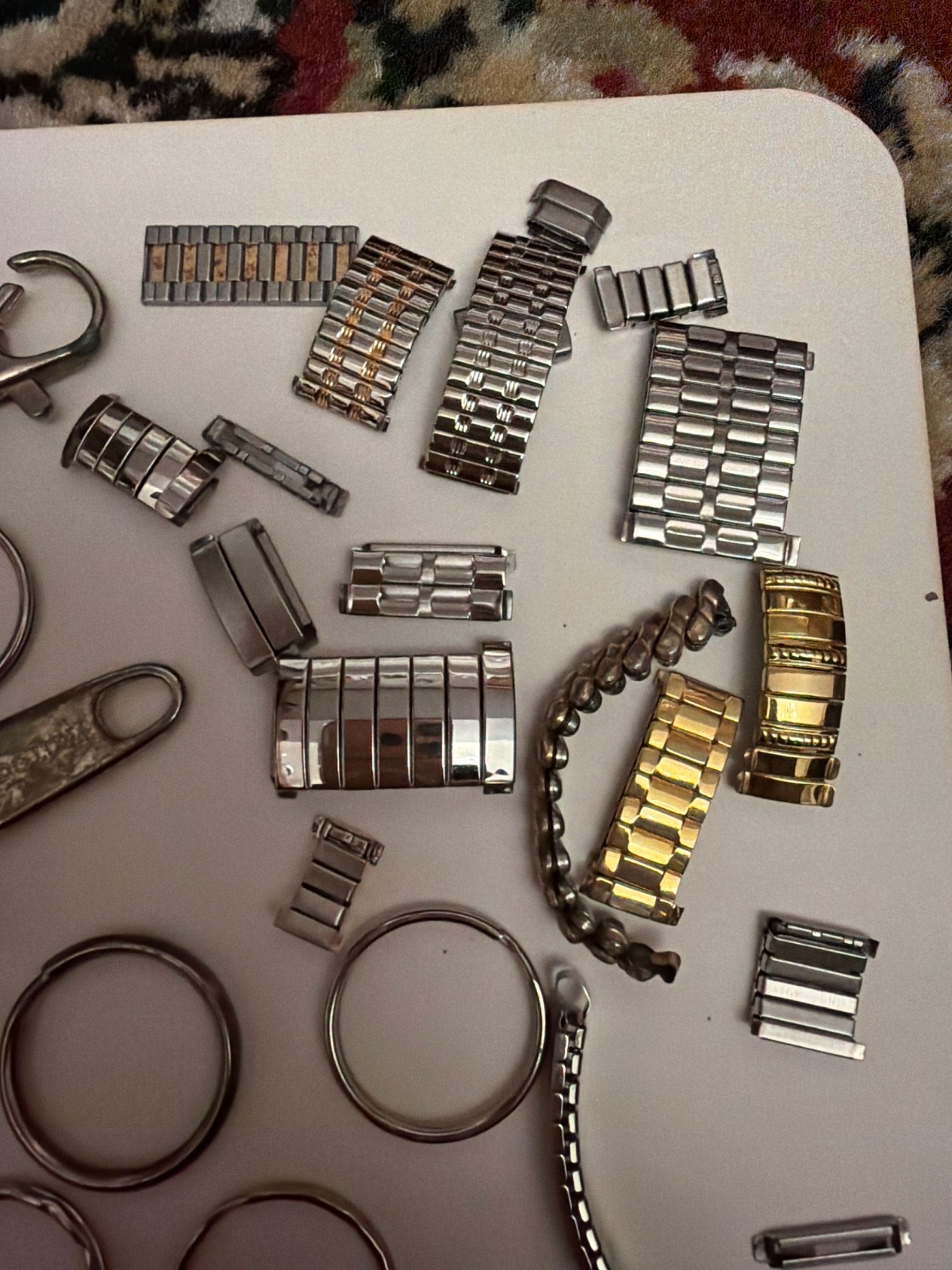 Lot of metal scrap travel keys key ring holders stretch watch band parts
