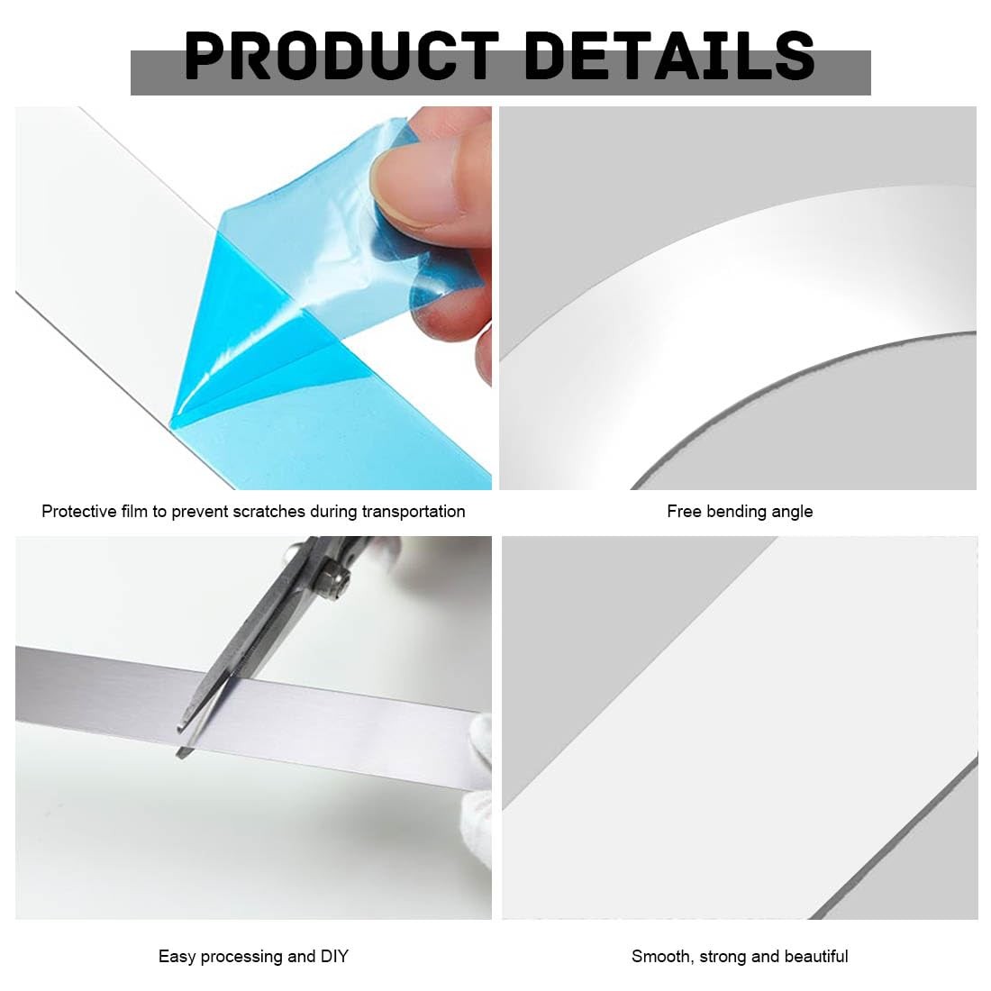 Metal Strips Stainless Steel Finishing Sheet Gap 12″x 1″x 0.02″, Silver