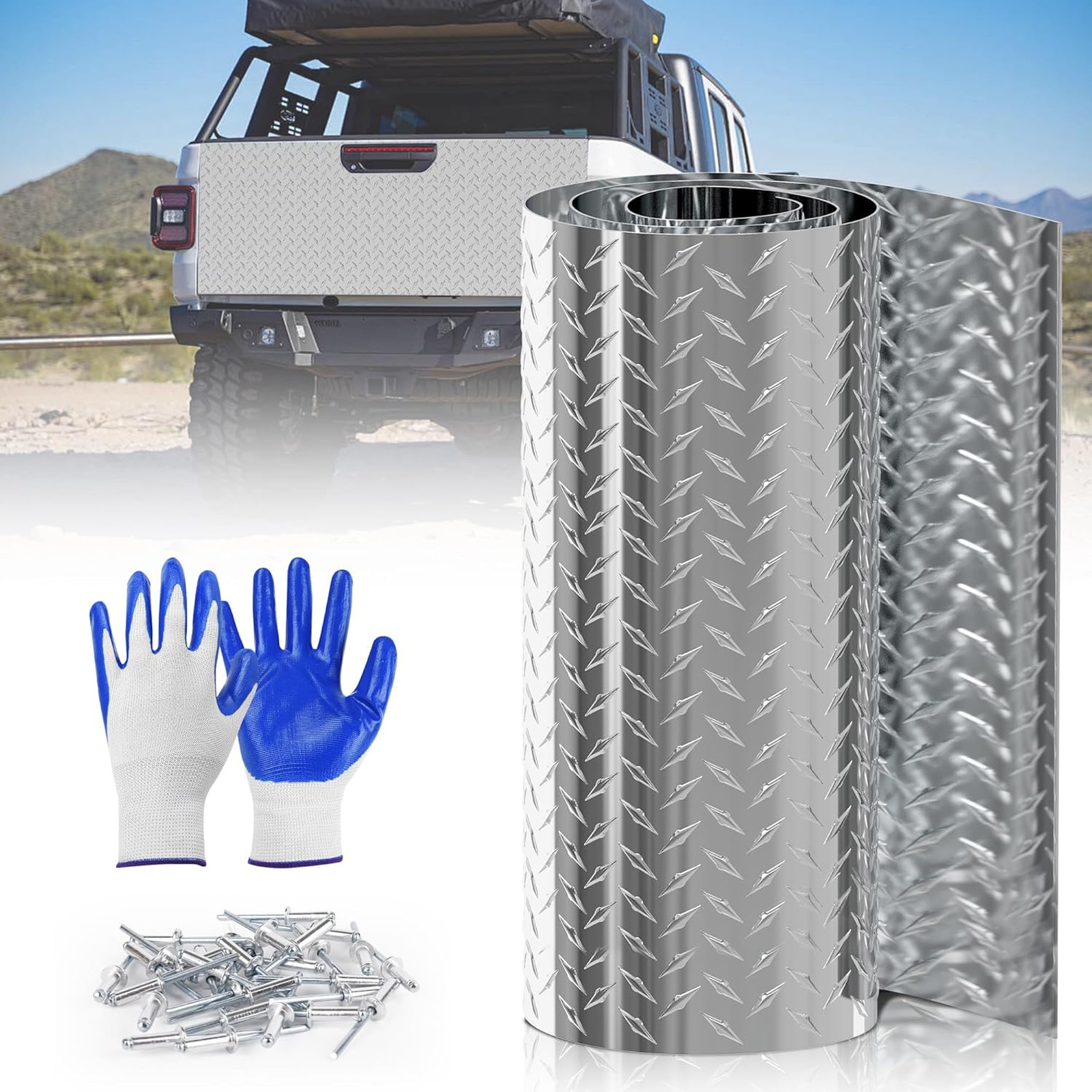 Diamond Plate Aluminum Sheet 0.045 Inch 3003-H22 10×120 Inches for RV Garage
