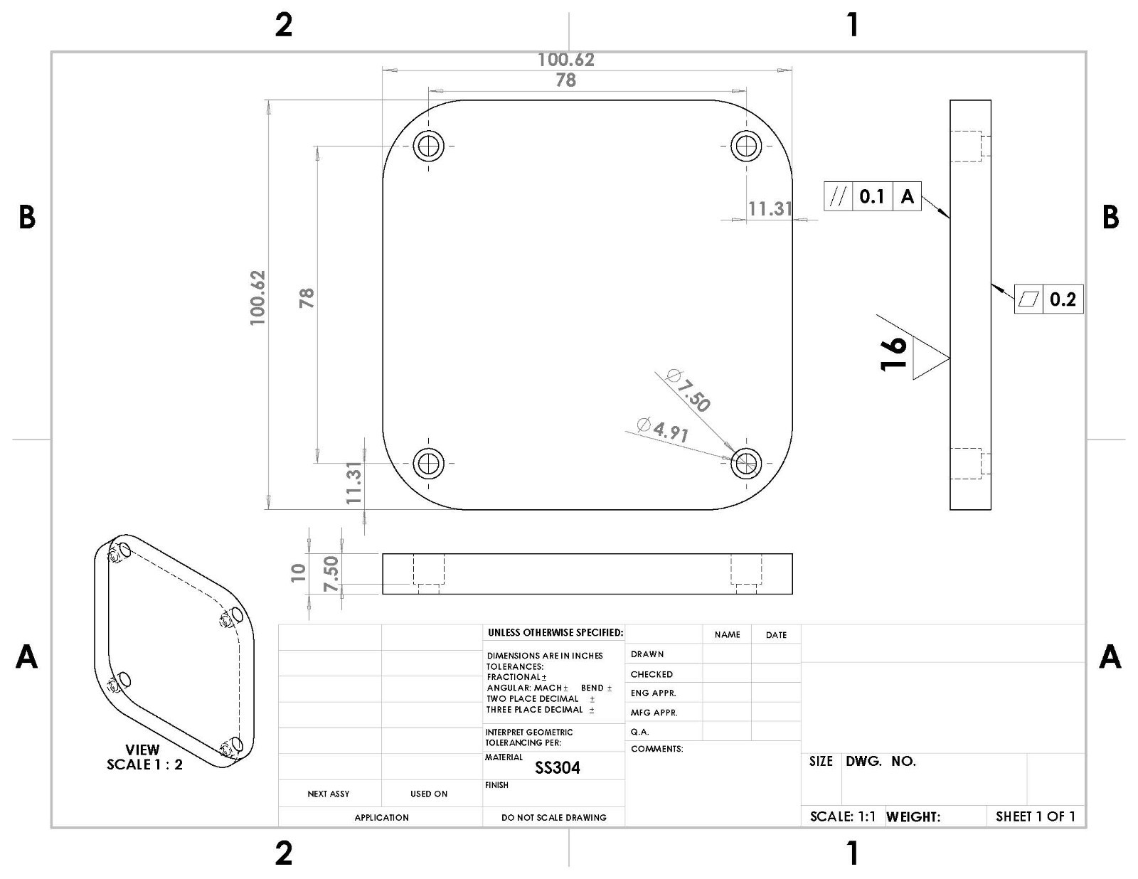 Five Stainless Steel SS304 Plates with Holes