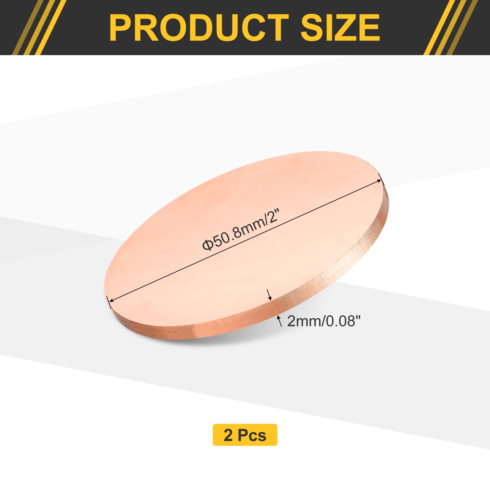 2 Pcs 0.08″ Thick 2″ Dia Copper Round Plate C1100 Pure Copper Sheet