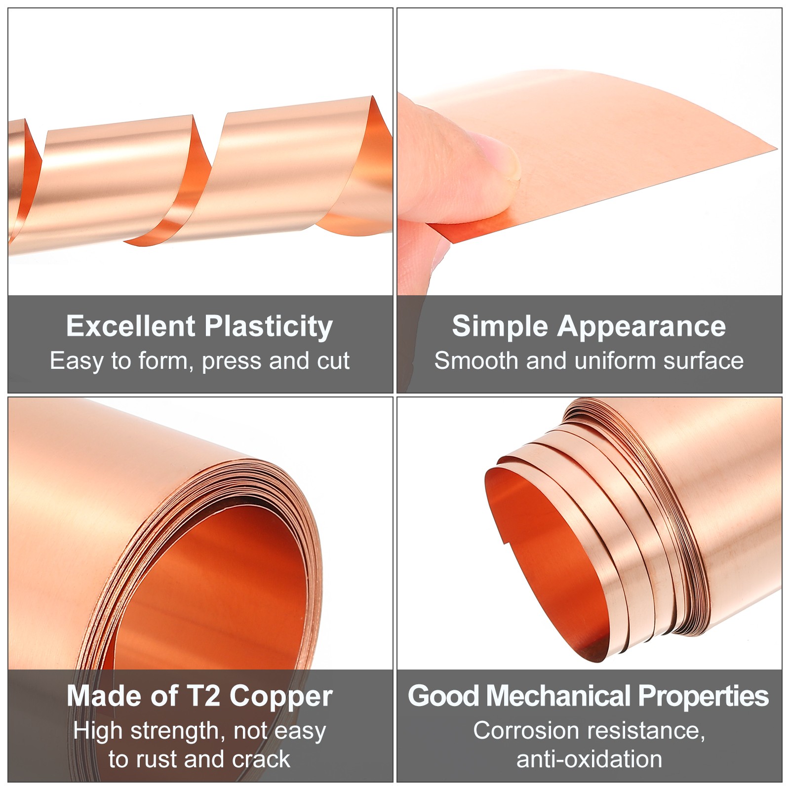 Pure Copper Sheet Roll, 0.15mm 19Ga Thick T2 10Ft x 6in Copper Strip for Craft