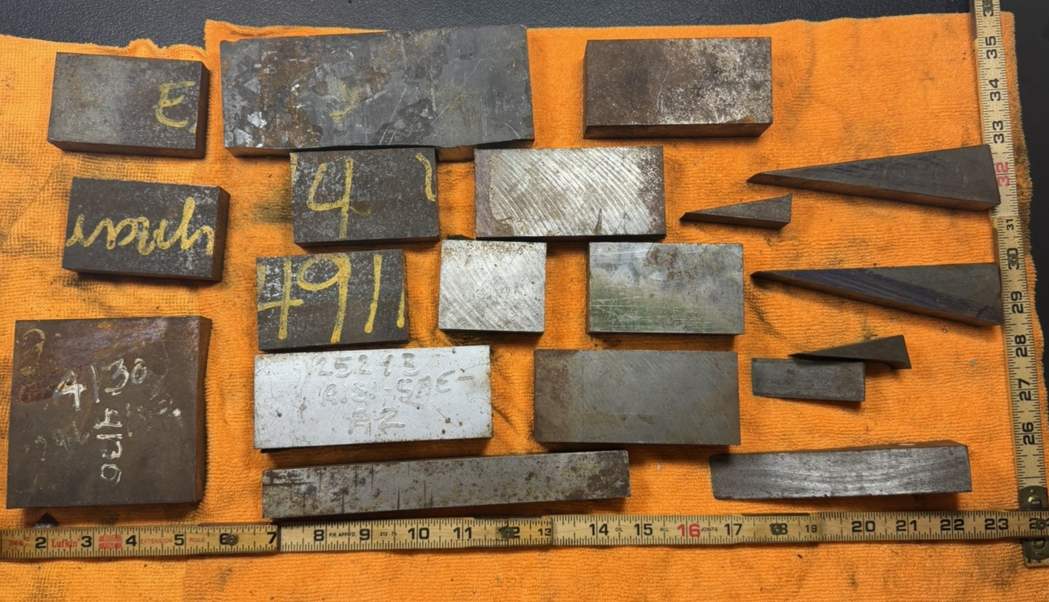 32 lb Tool Steel Scrap Lot – O1 Crucible Ketos A2 4140 4130 Knife Making Drops