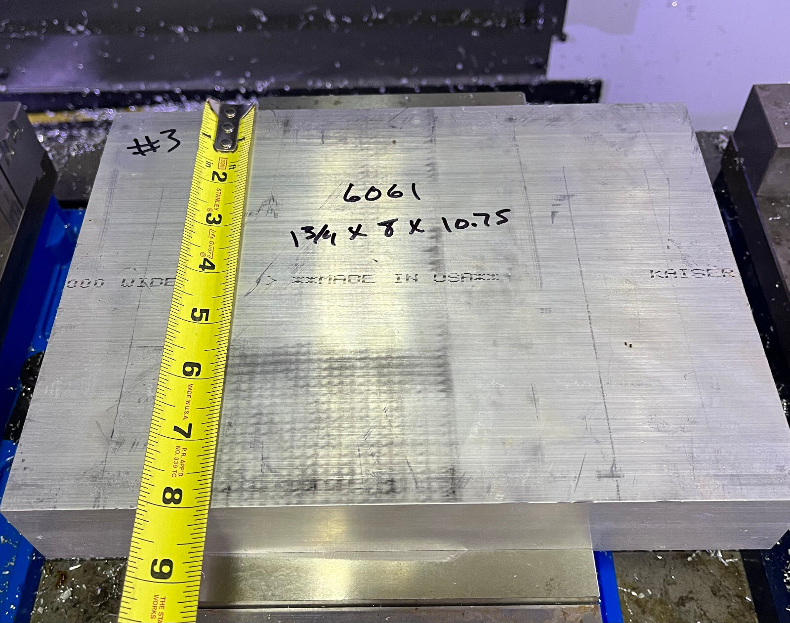 1-3/4″ X 8″ Aluminum 6061 Extruded Flat Bar 10.75″ long CNC Milling